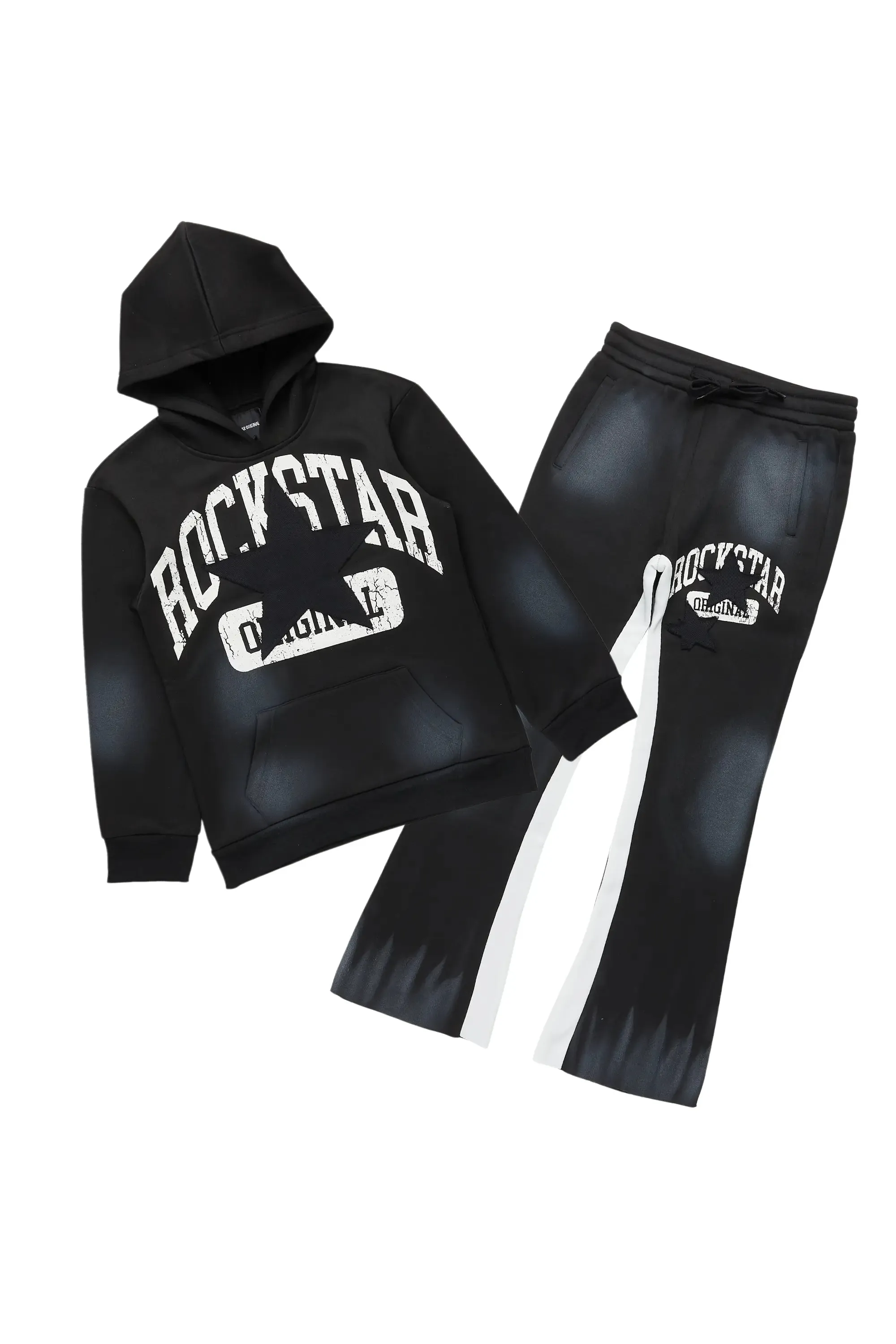 Boys States Black/White Stacked Hoodie Track Set sold by Rockstar Original