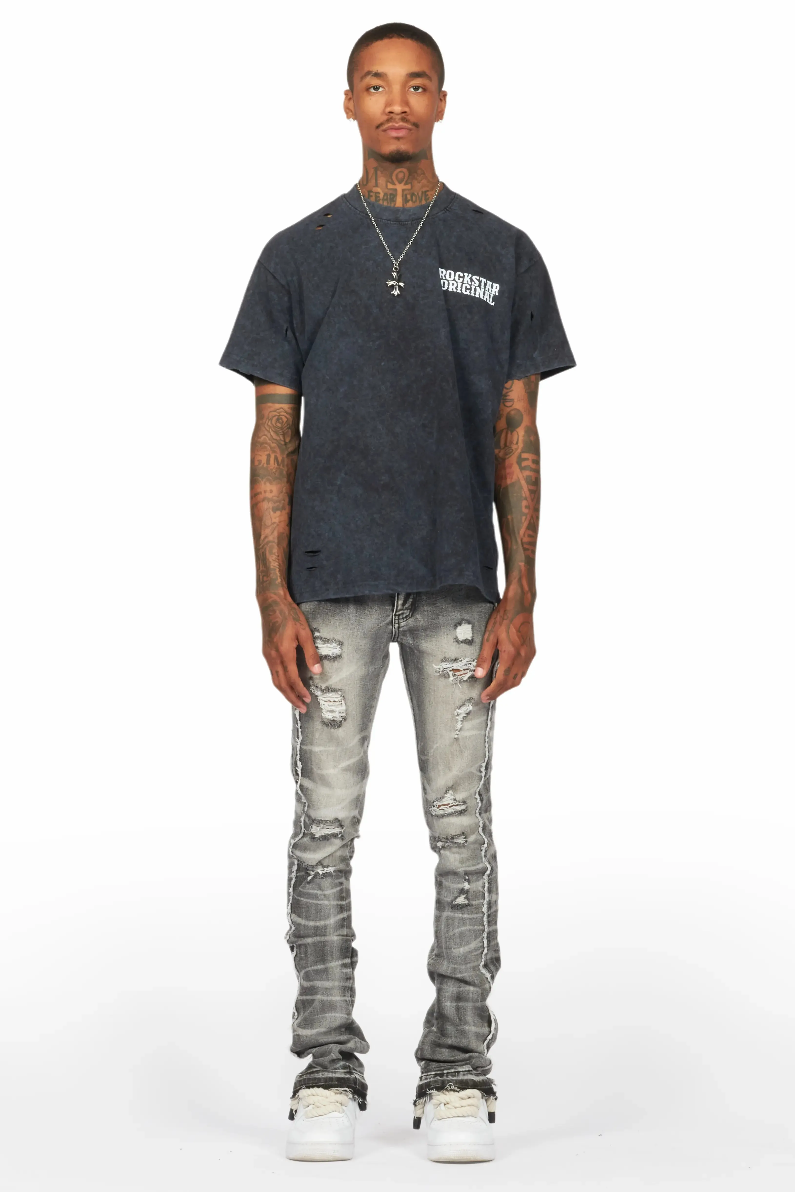 Posse Vintage Black Distressed Oversized T-Shirt sold by Rockstar Original product image thumbnail 2