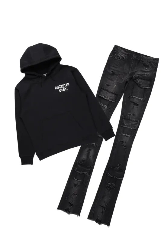 Lake Black/White Hoodie & Pooja Super Stacked Flare Jean Bundle sold by Rockstar Original