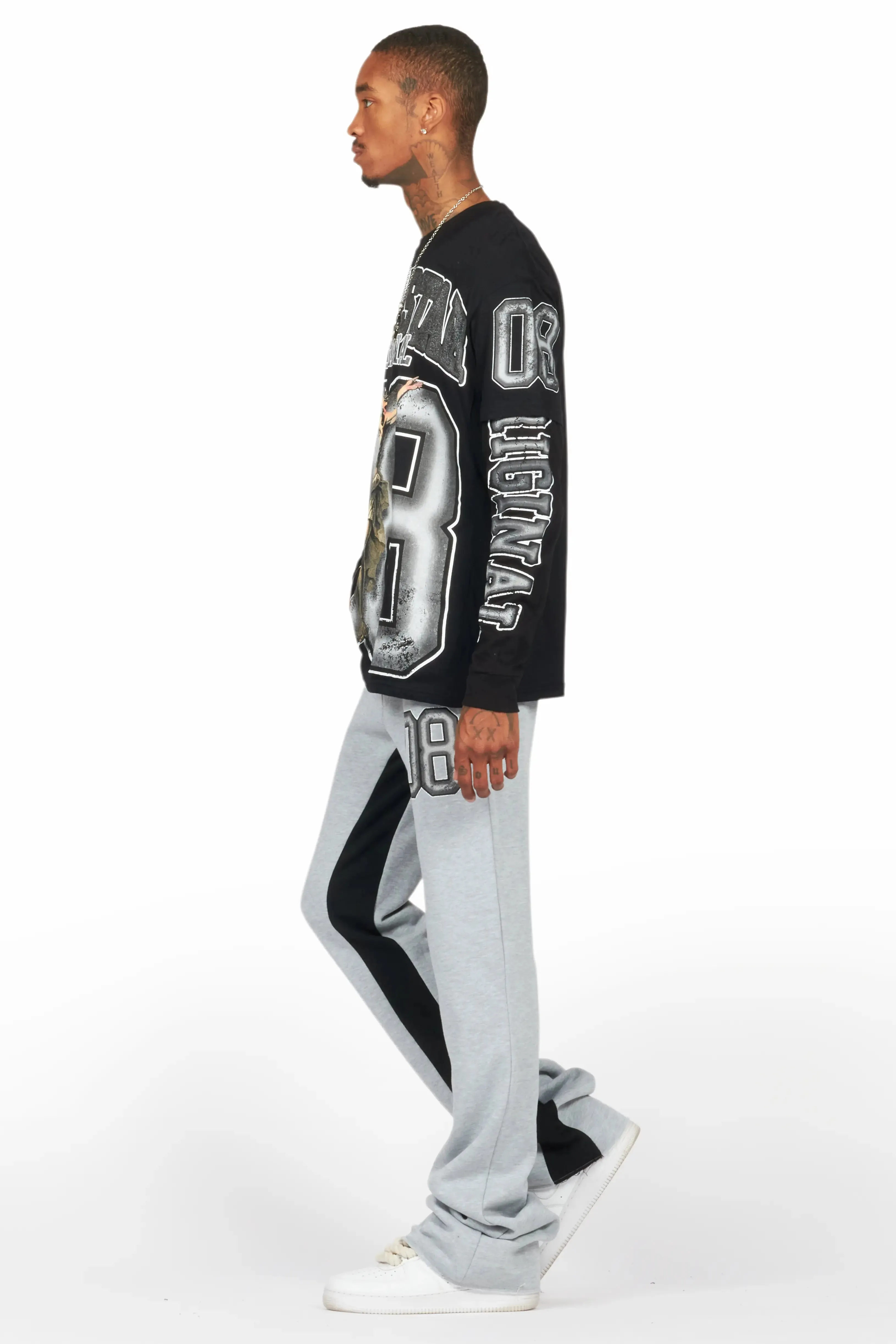 Fields Black/Grey Double Layer T-Shirt/Baggy Pant Set sold by Rockstar Original product image thumbnail 5