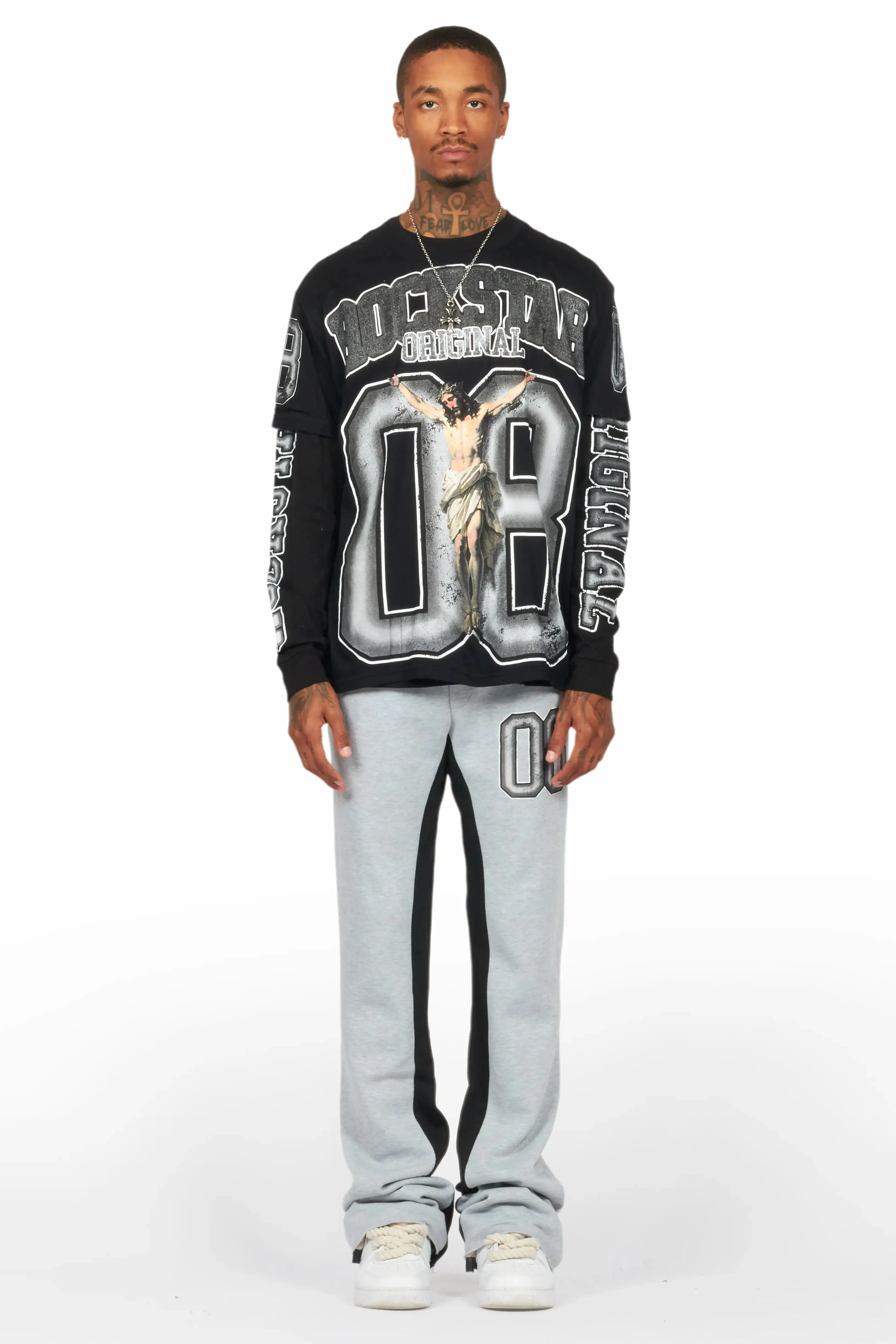Fields Black/Grey Double Layer T-Shirt/Baggy Pant Set sold by Rockstar Original product image thumbnail 2