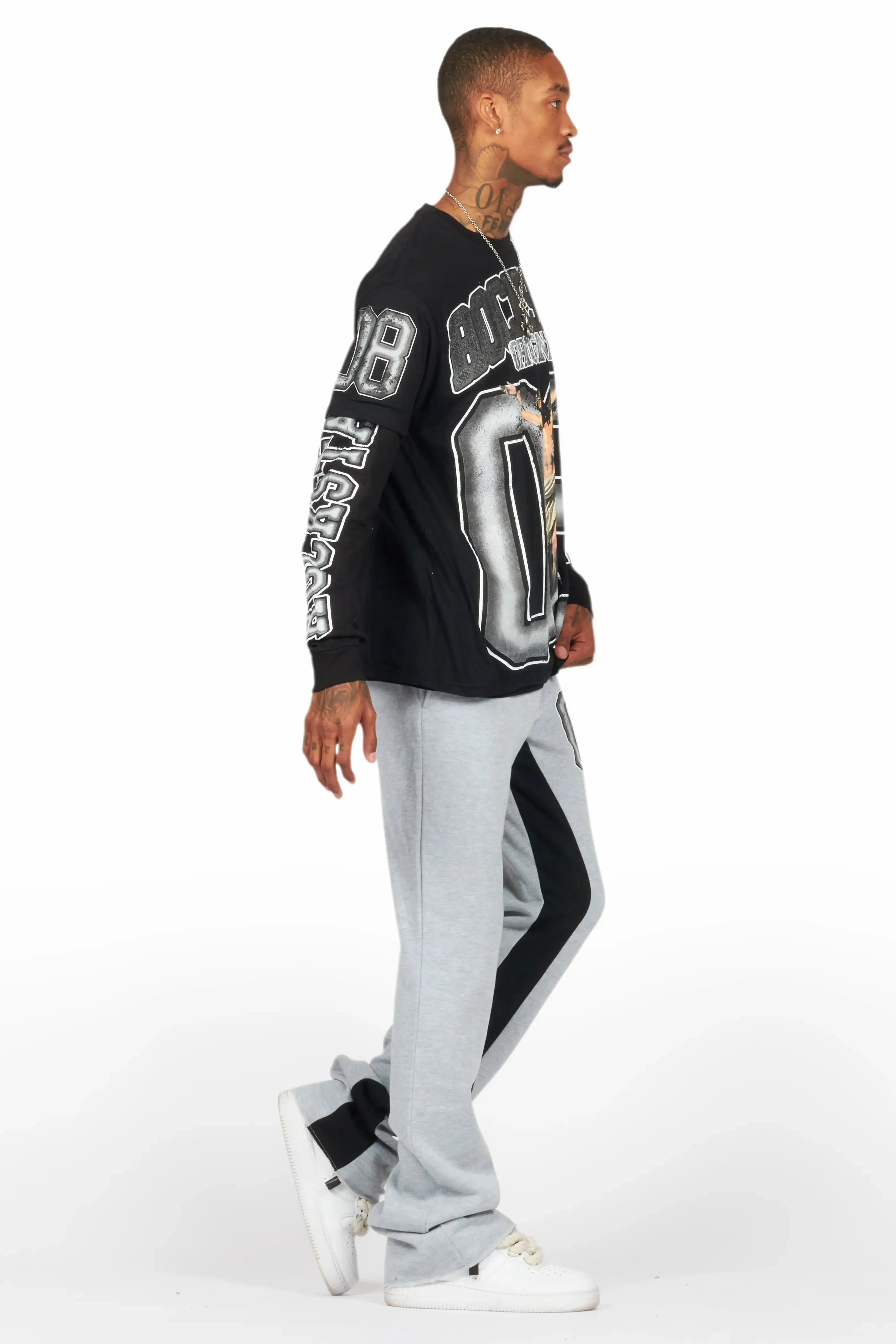 Fields Black/Grey Double Layer T-Shirt/Baggy Pant Set sold by Rockstar Original product image thumbnail 3