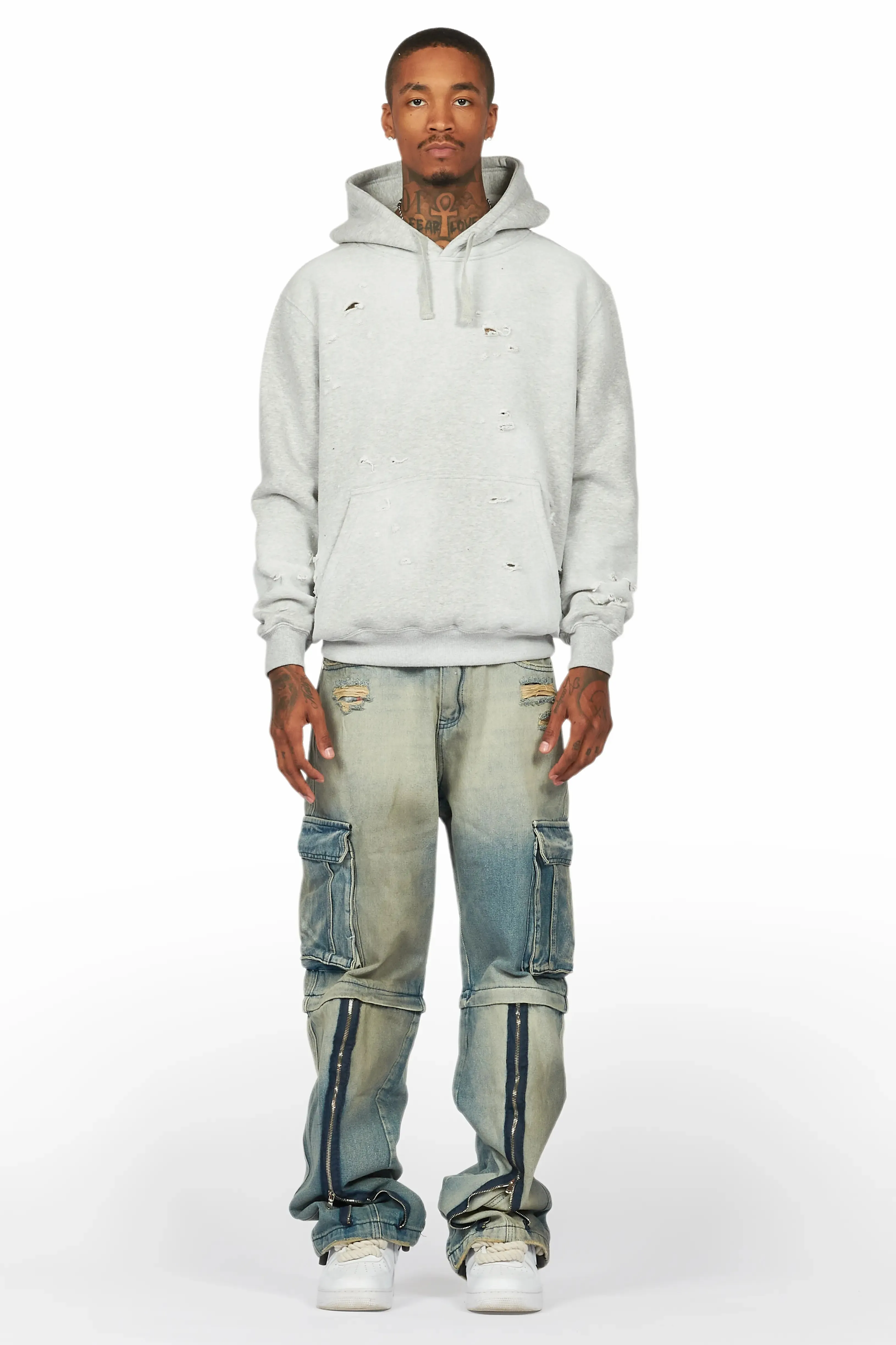 Baki Heather Grey Distressed Hoodie sold by Rockstar Original product image thumbnail 2