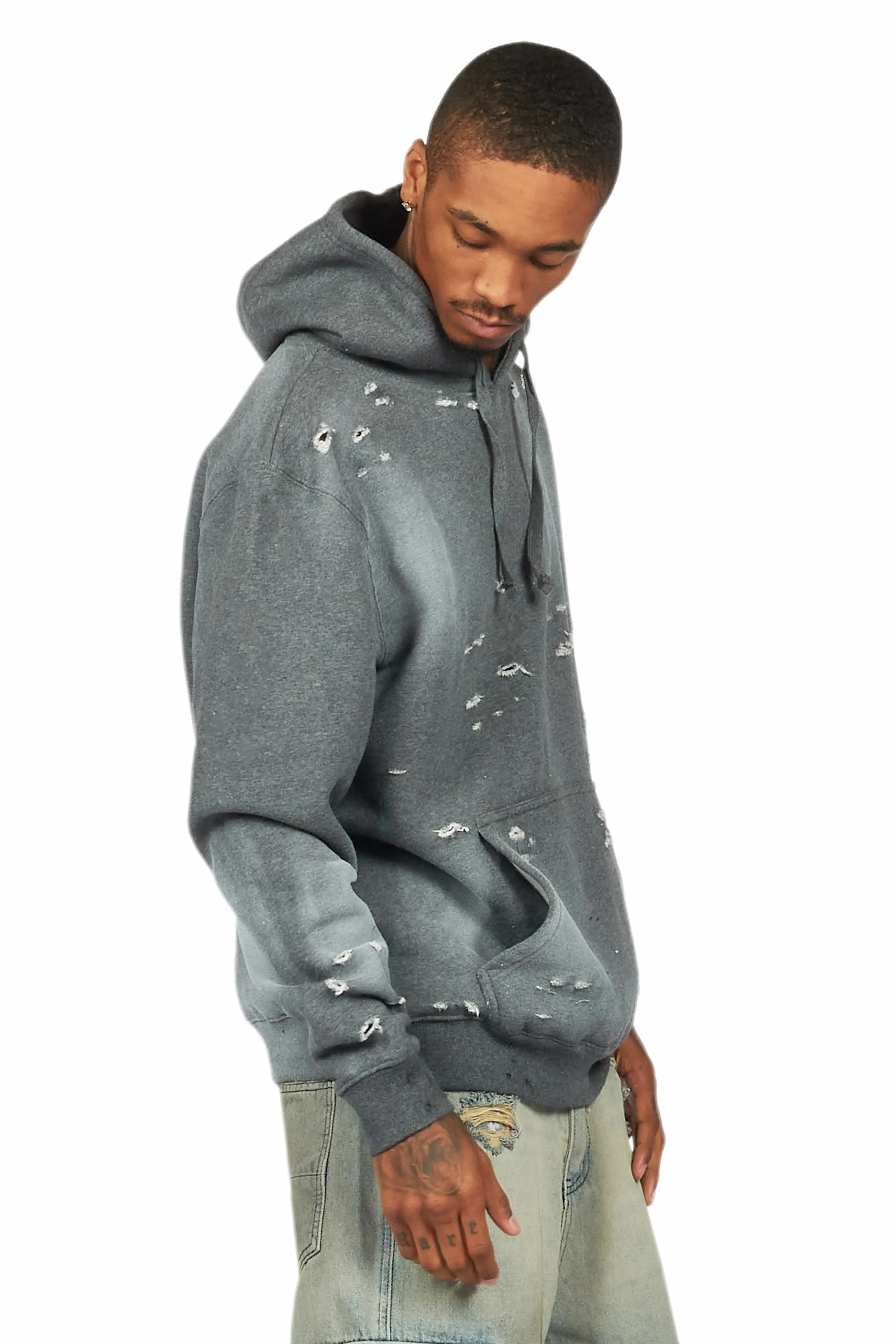 Baki Charcoal Distressed Hoodie sold by Rockstar Original product image thumbnail 5