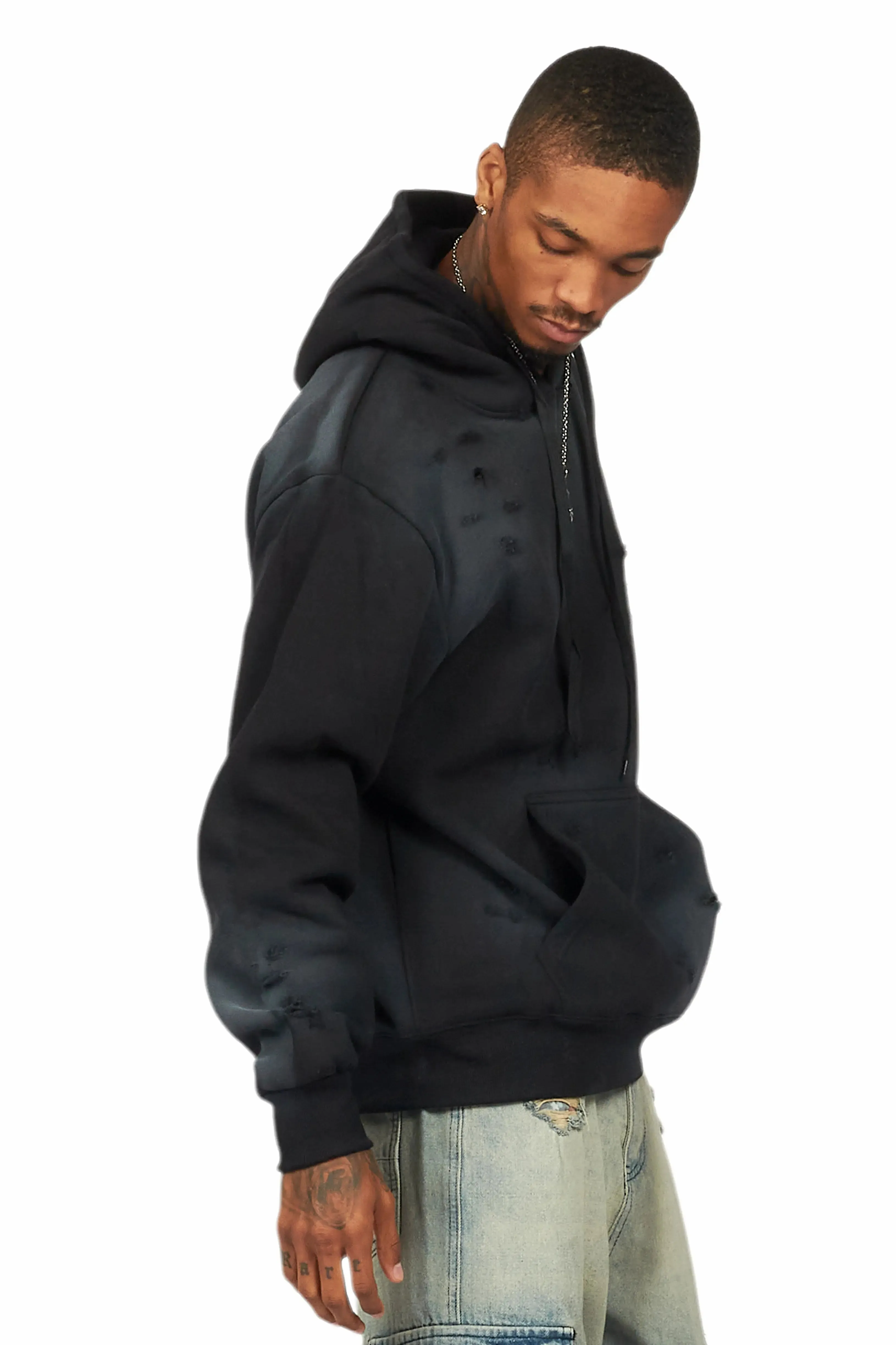 Baki Black Distressed Hoodie sold by Rockstar Original product image thumbnail 5