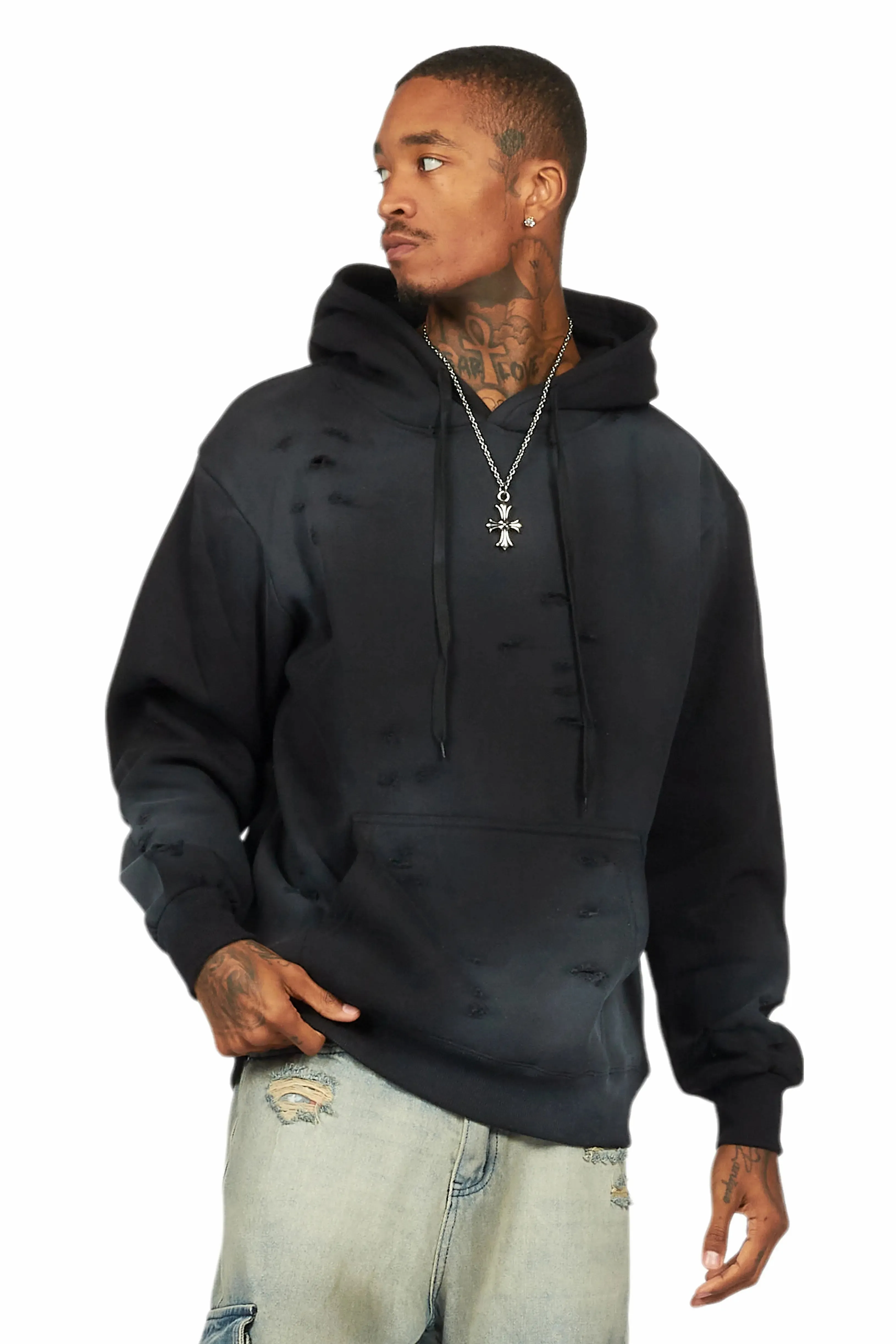 Baki Black Distressed Hoodie sold by Rockstar Original product image thumbnail 2