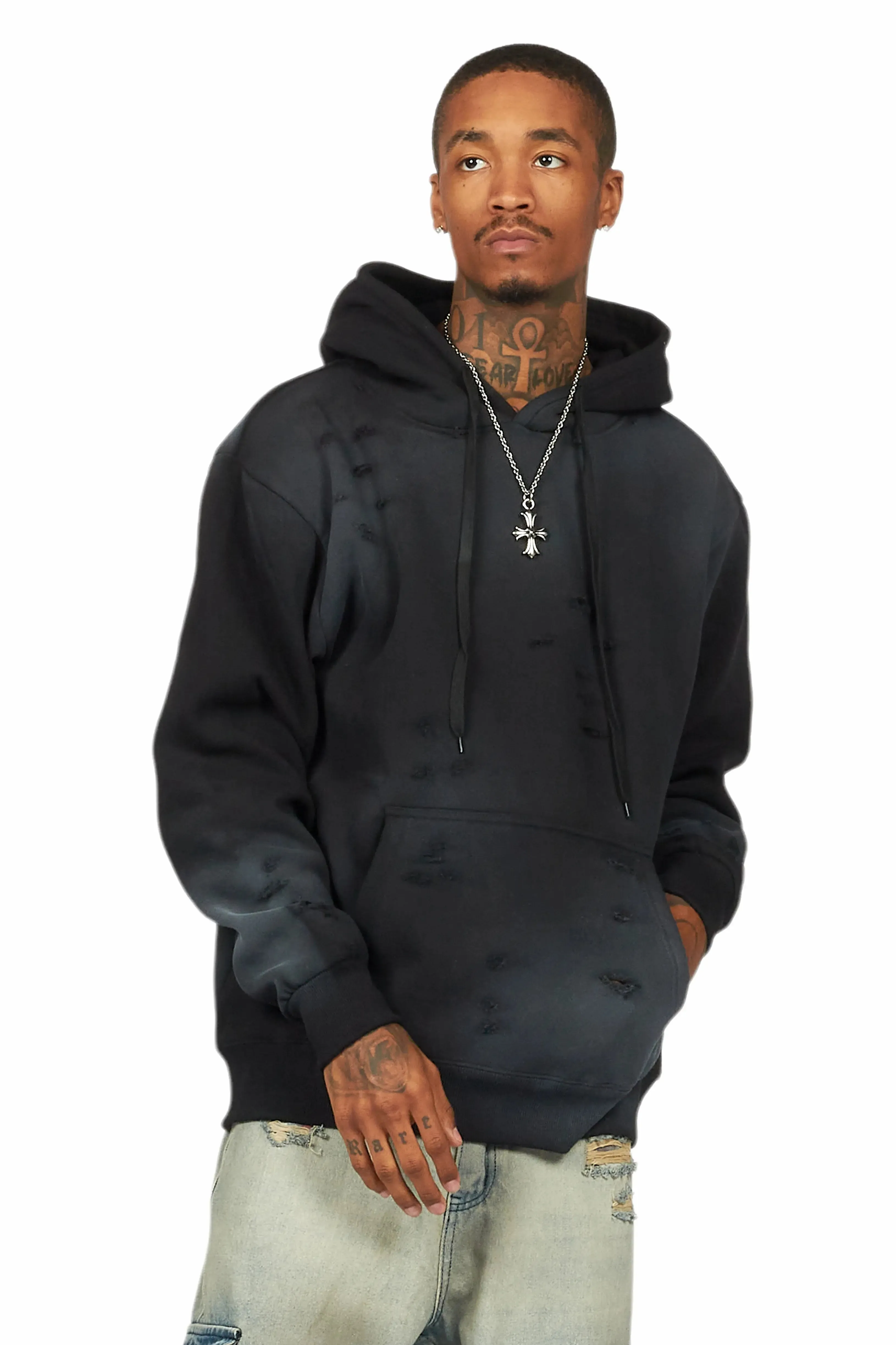 Baki Black Distressed Hoodie sold by Rockstar Original product image thumbnail 4