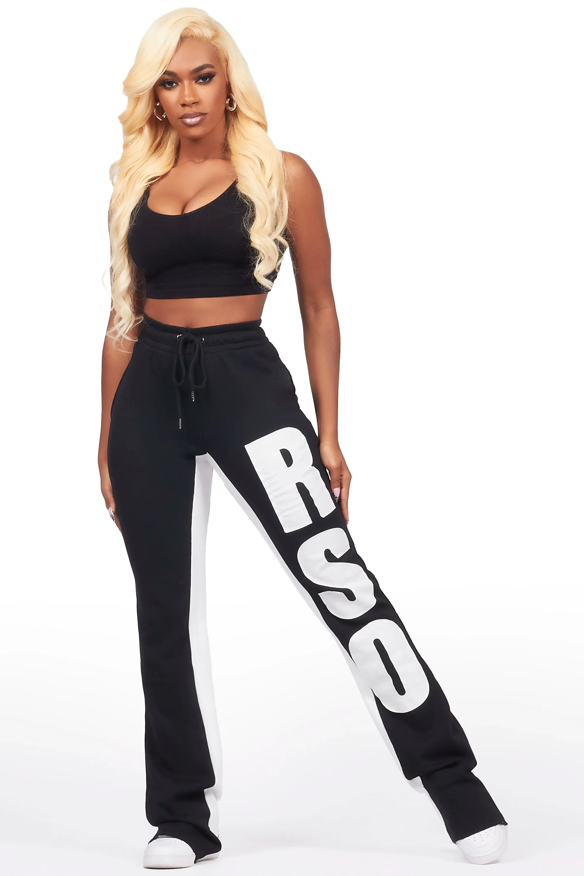 Juatica Black Baggy Stacked Track Pant sold by Rockstar Original product image thumbnail 3