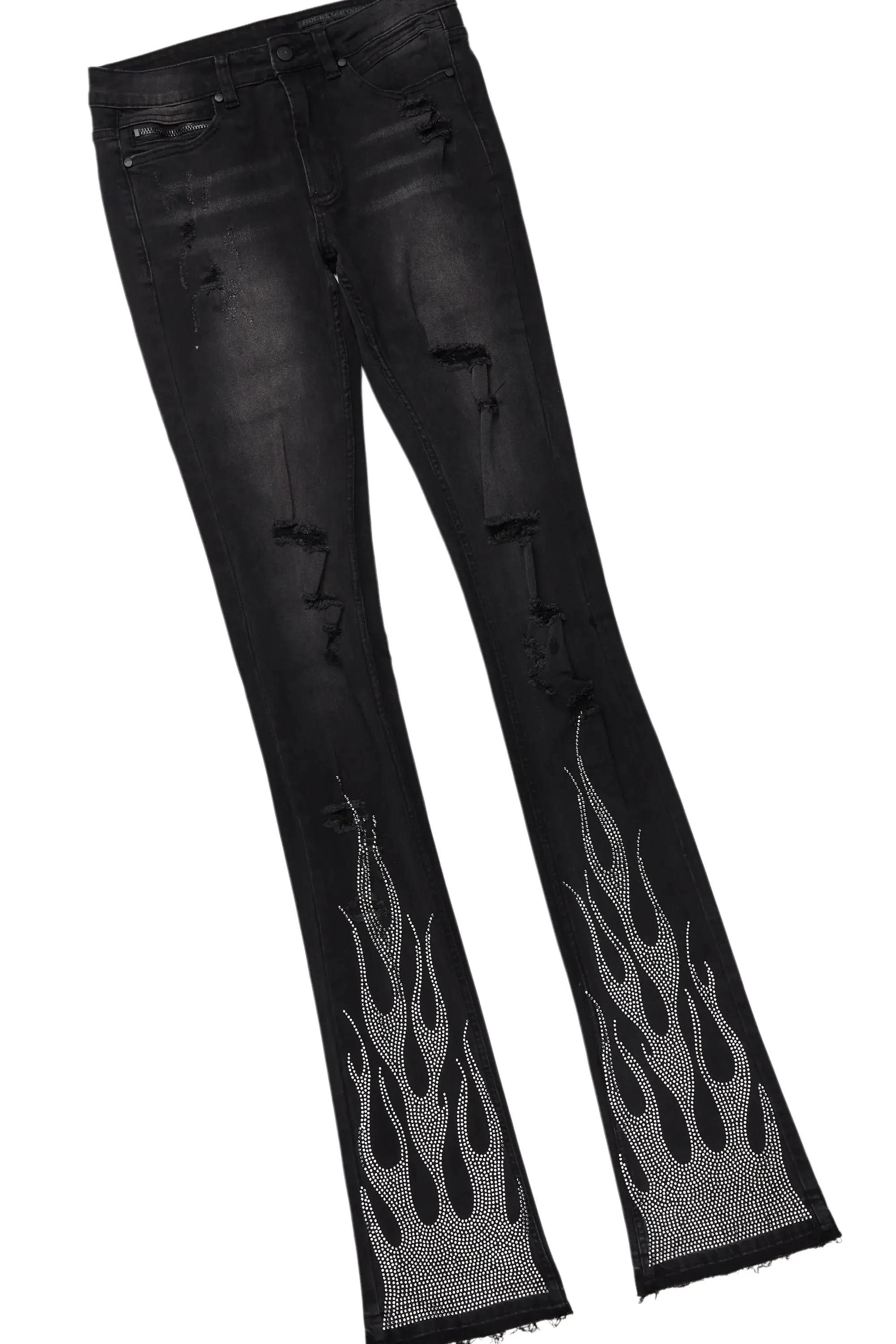 Amos Black Rhinestone Long Sleeve T-Shirt/Super Stacked Flare Jean Set sold by Rockstar Original product image thumbnail 3