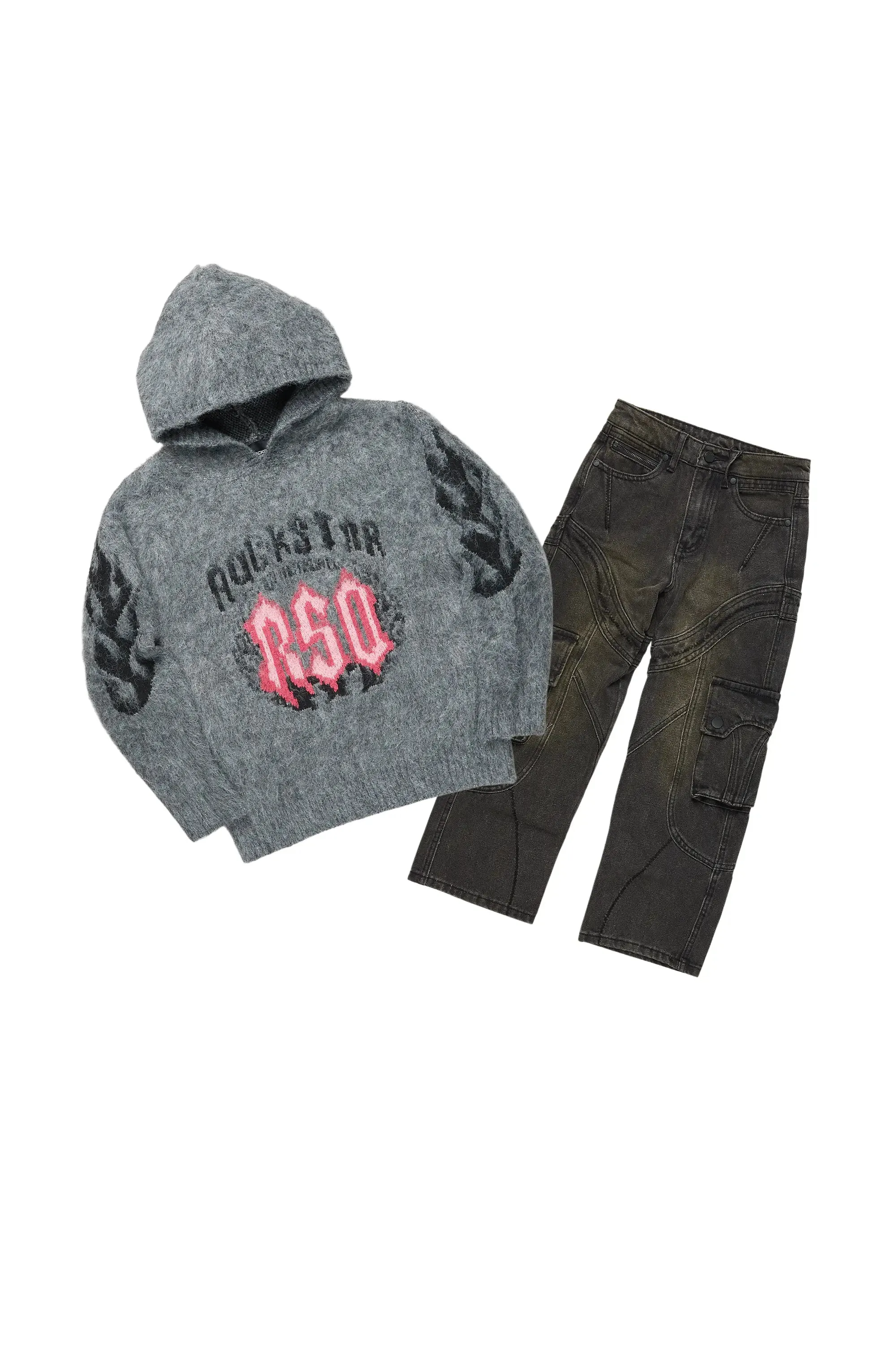Boys Kanan Grey Mohair Hoodie/Baggy Jean Set sold by Rockstar Original