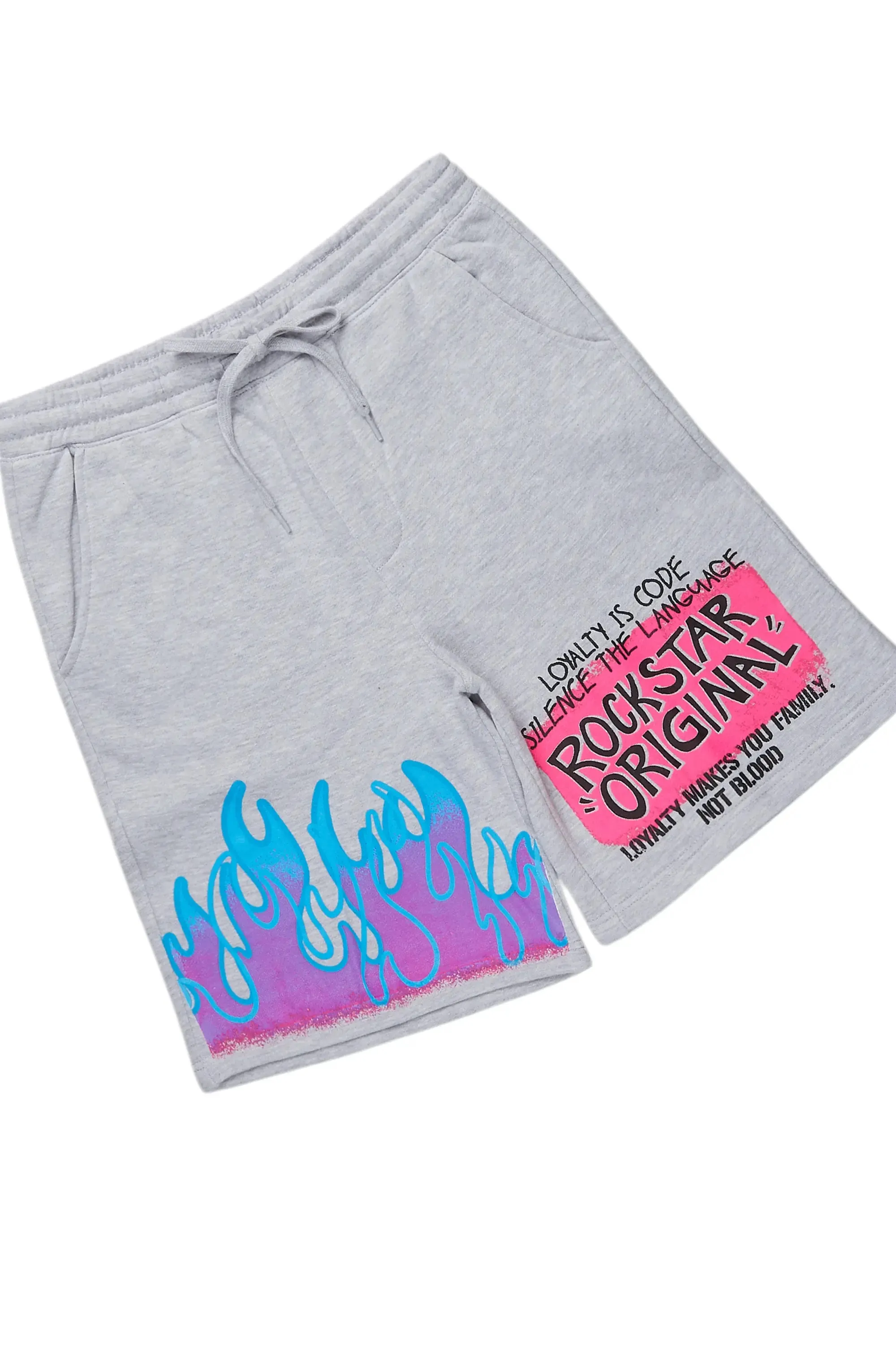 Beno White/Grey Long Sleeve T-Shirt Short Set sold by Rockstar Original product image thumbnail 3