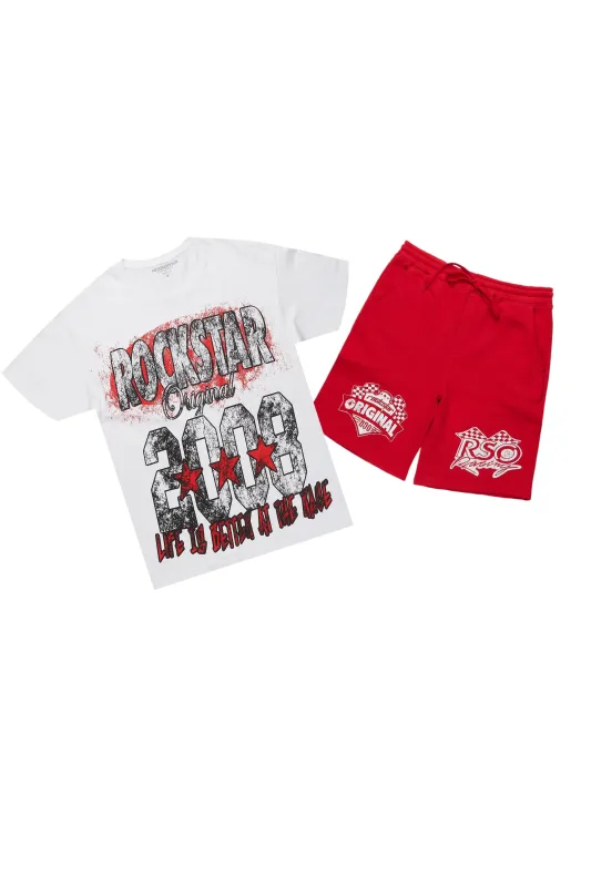 Racing Grung White/Red Graphic T-Shirt Short Set sold by Rockstar Original