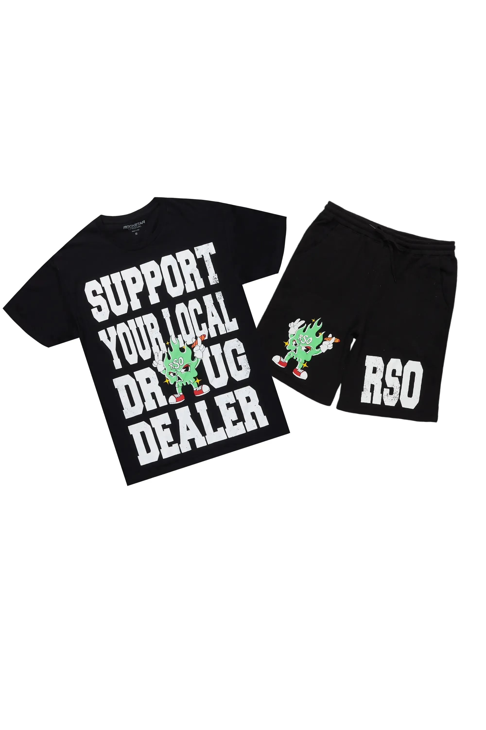 Mareona Black T-Shirt Short Set sold by Rockstar Original