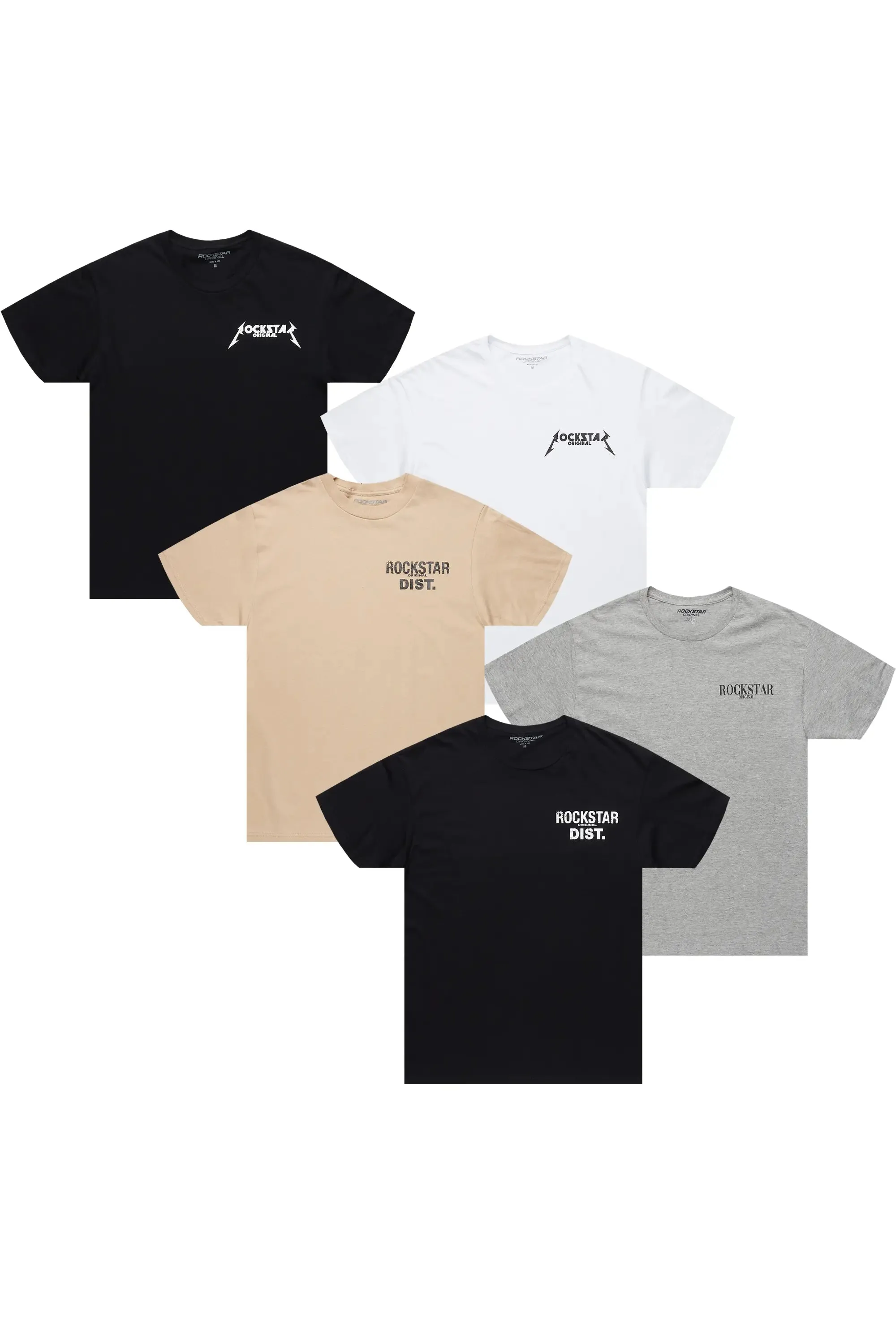 Basic Tee Multi Printed T-Shirt 5 Pack sold by Rockstar Original