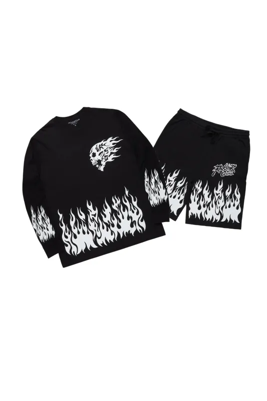 Ashanna Black Long Sleeve T-Shirt Short Set sold by Rockstar Original