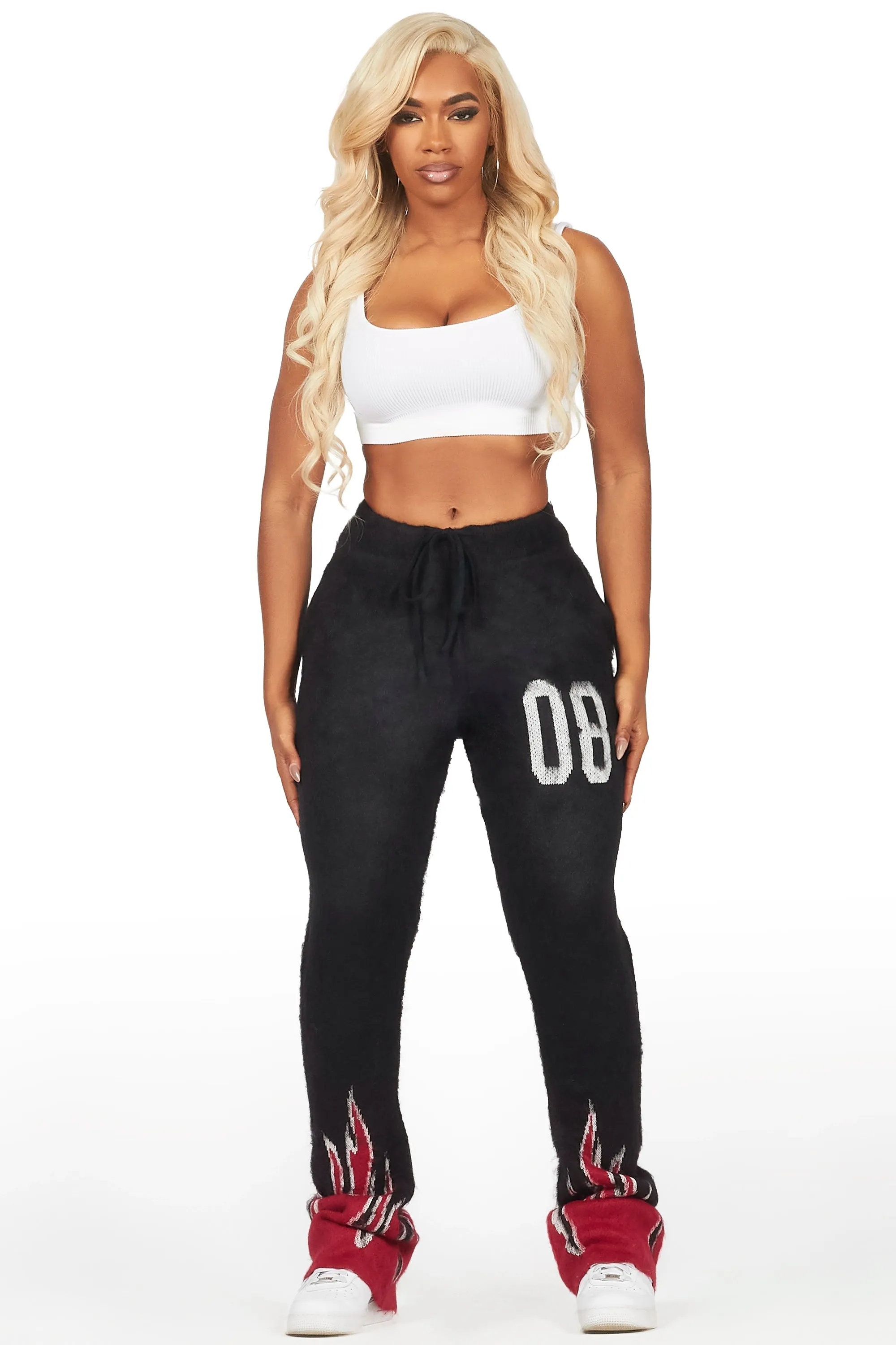 Della Black Mohair Stacked Track Pant sold by Rockstar Original product image thumbnail 2