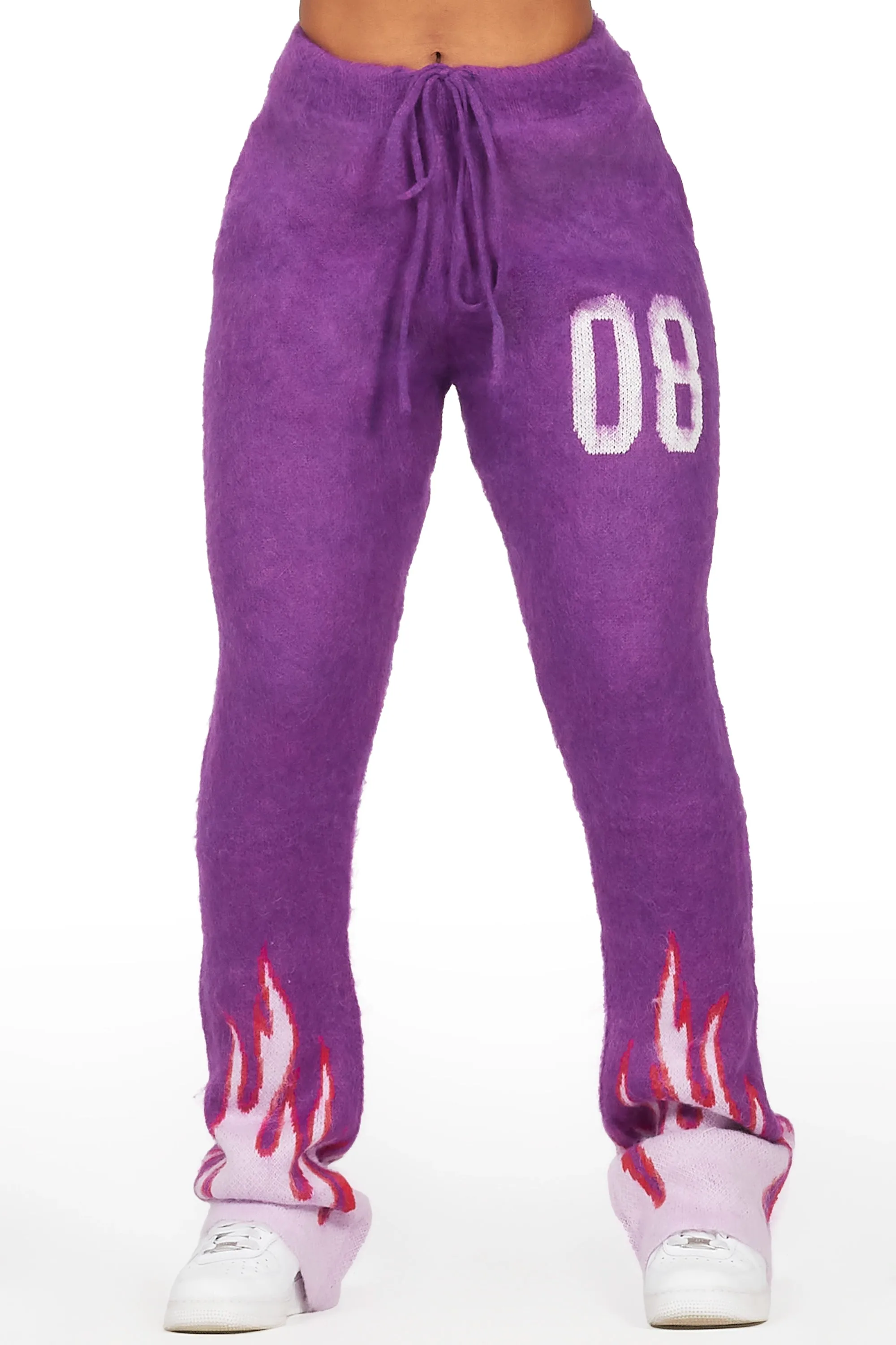 Della Purple Mohair Stacked Track Pant sold by Rockstar Original