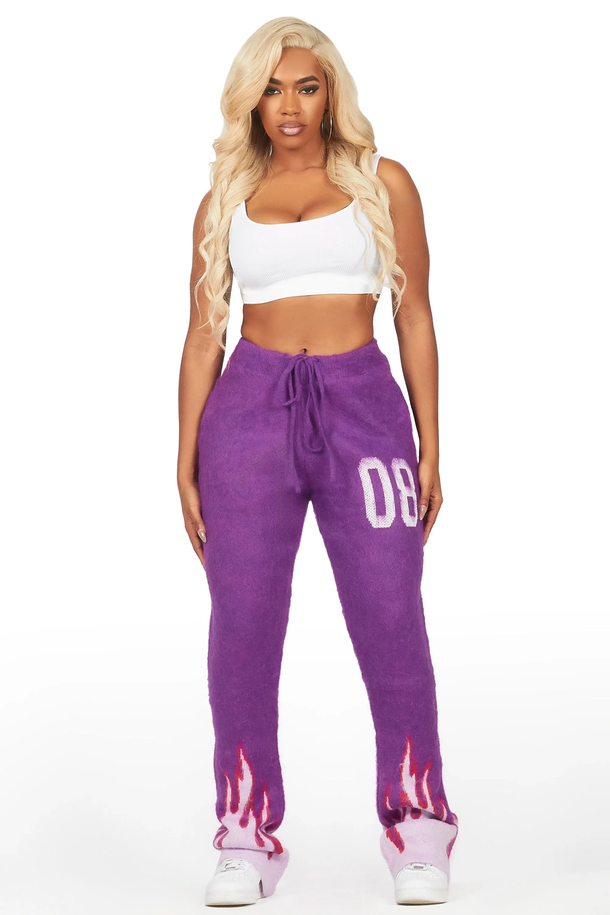 Della Purple Mohair Stacked Track Pant sold by Rockstar Original product image thumbnail 2