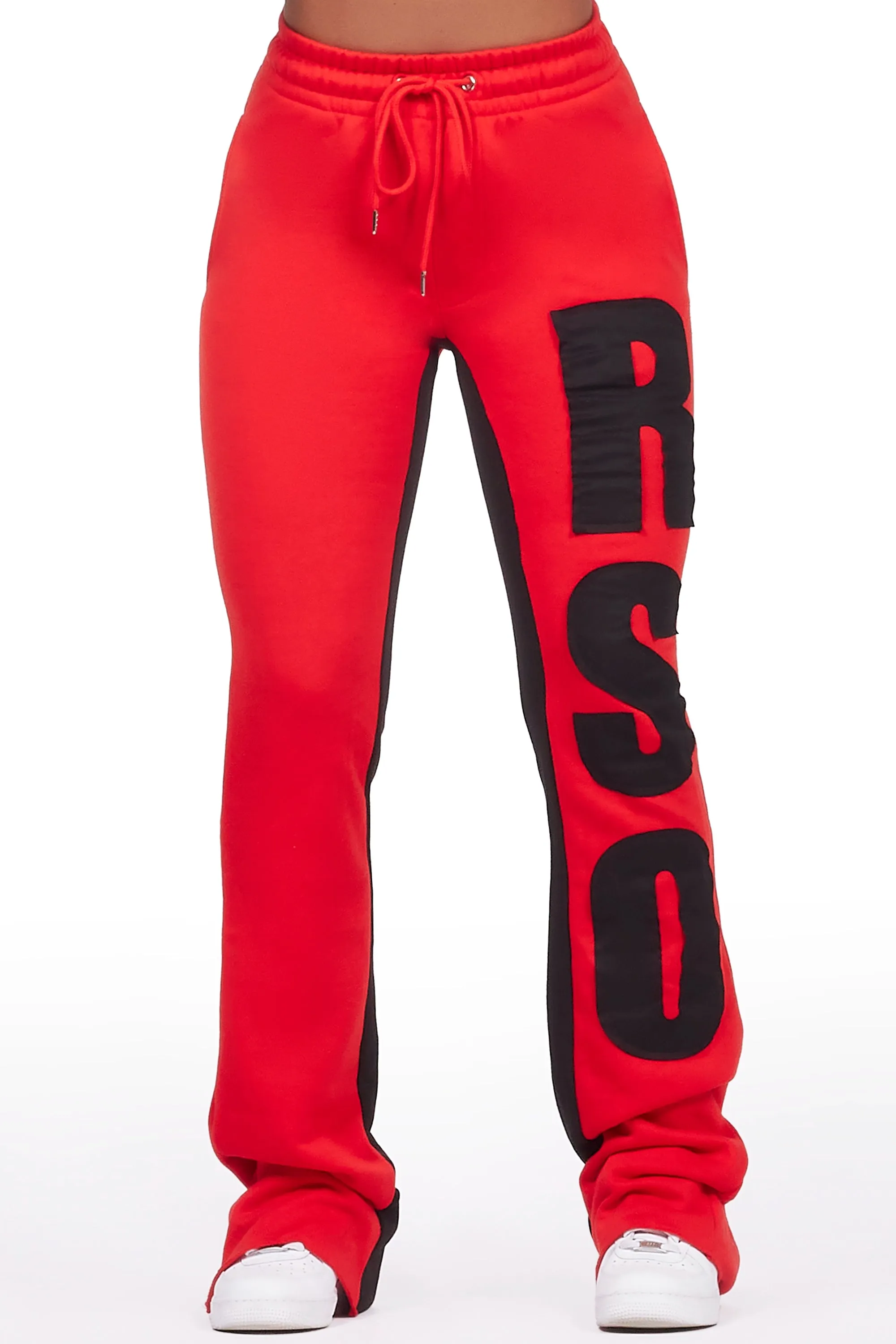 Juatica Red Baggy Stacked Track Pant sold by Rockstar Original