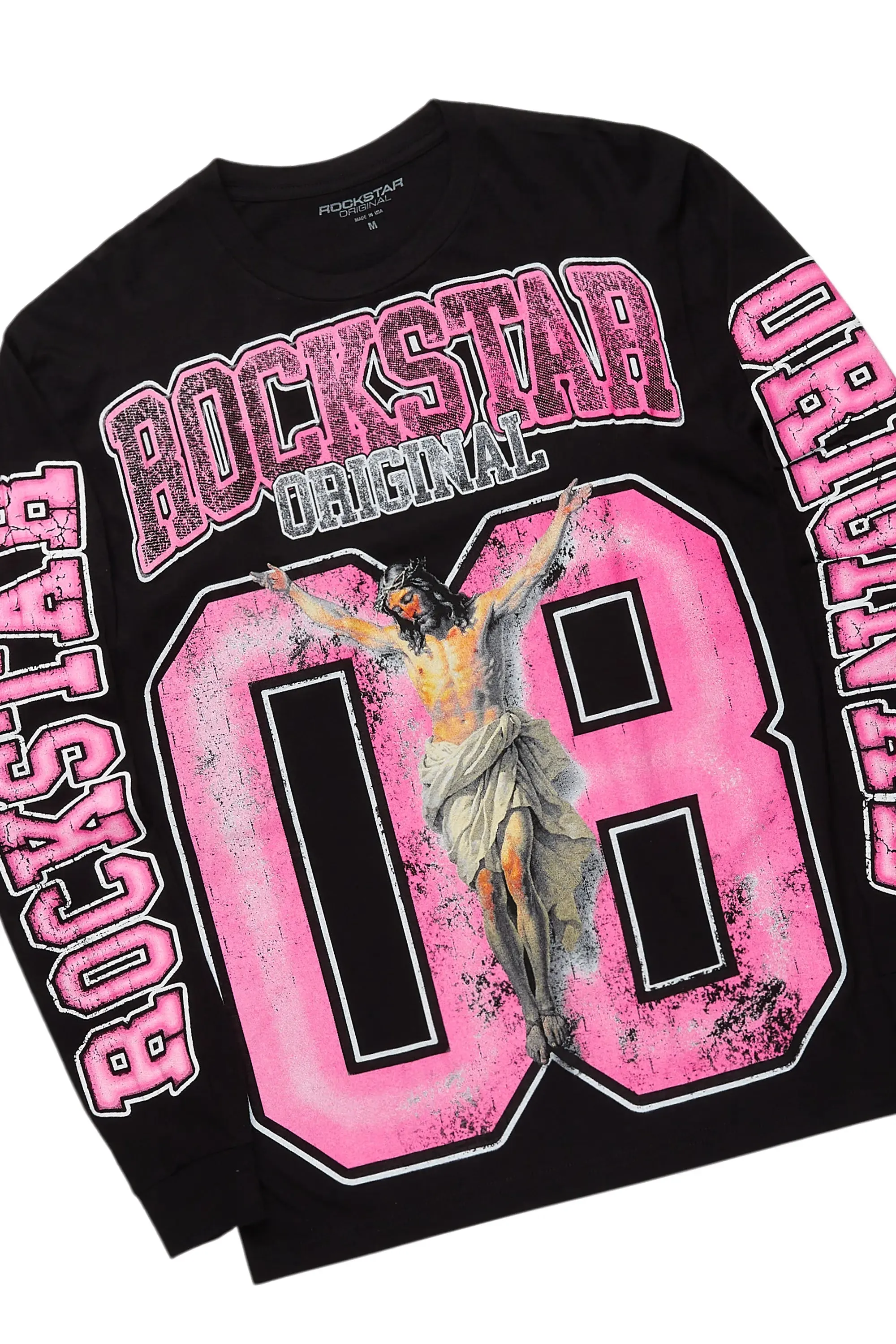 Fields Black/Pink Long Sleeve T-Shirt Short Set sold by Rockstar Original product image thumbnail 2