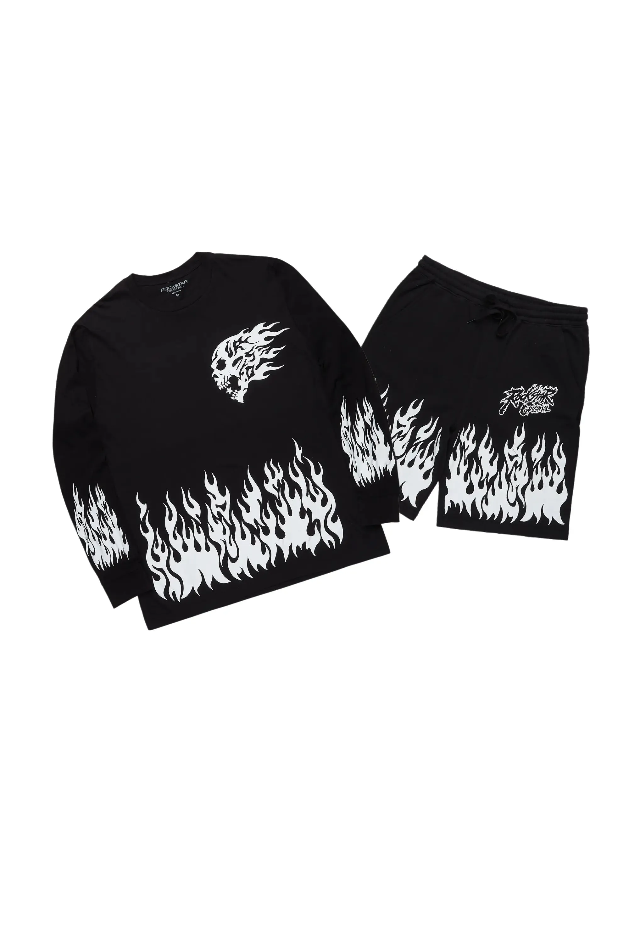 Bubble Black Long Sleeve T-Shirt Short Set sold by Rockstar Original