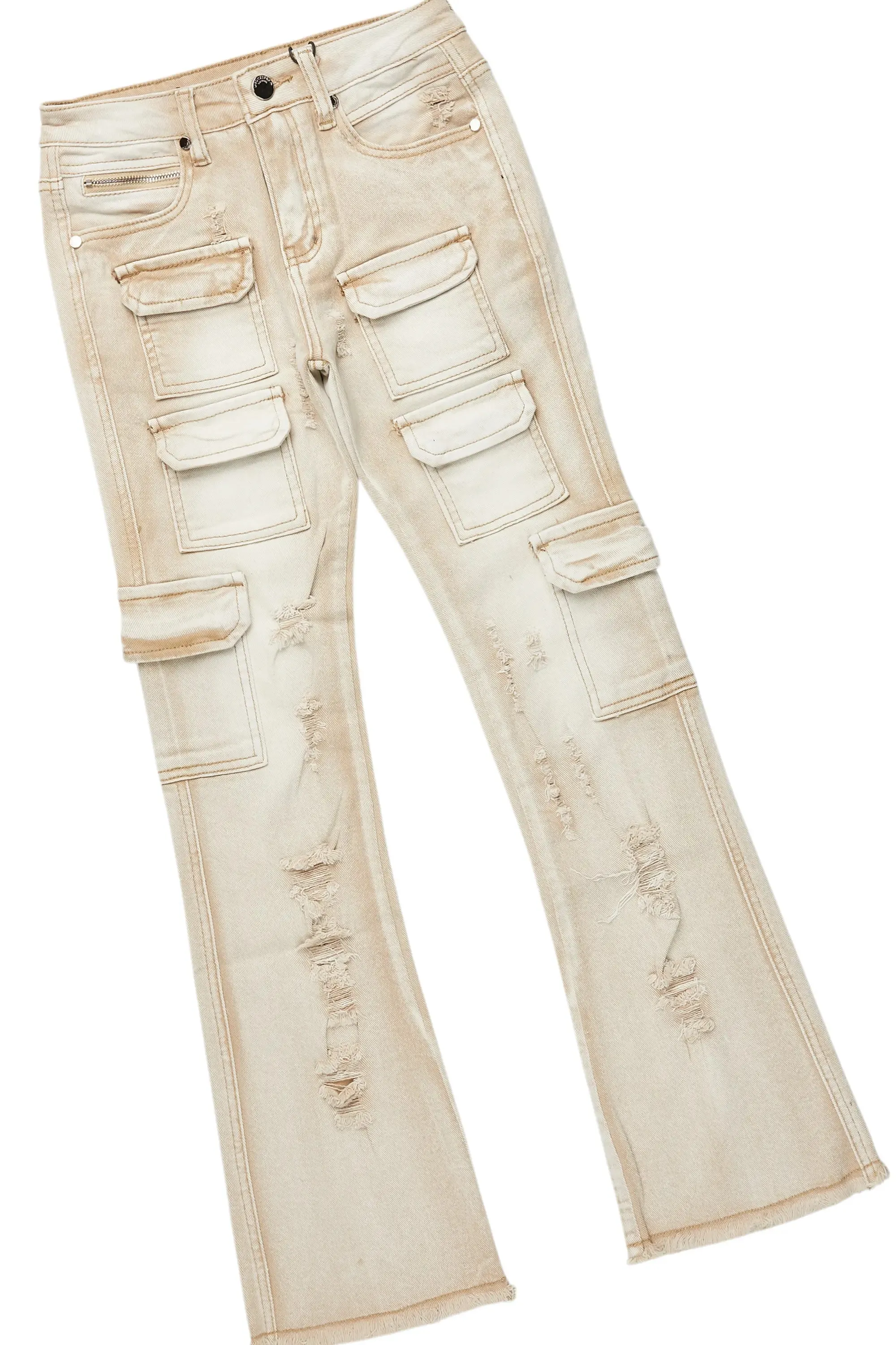 Boys Andros Brown/Tan Mohair Hoodie/Stacked Flare Jean Set sold by Rockstar Original product image thumbnail 3