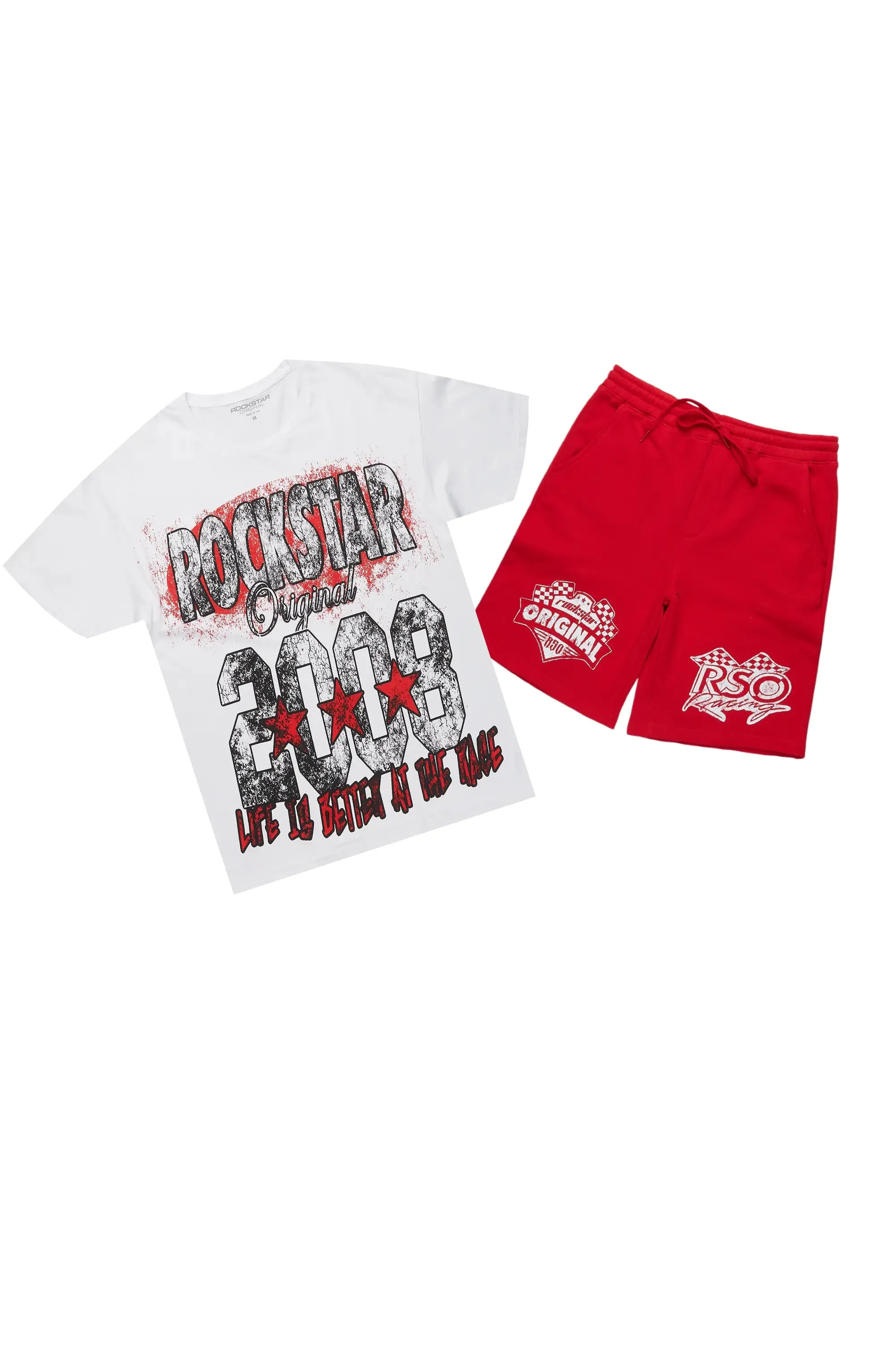 Ashlynn White/Red T-Shirt Short Set sold by Rockstar Original
