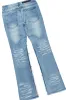 Amos White/Blue Rhinestone Long Sleeve T-Shirt/Stacked Flare Jean Set sold by Rockstar Original