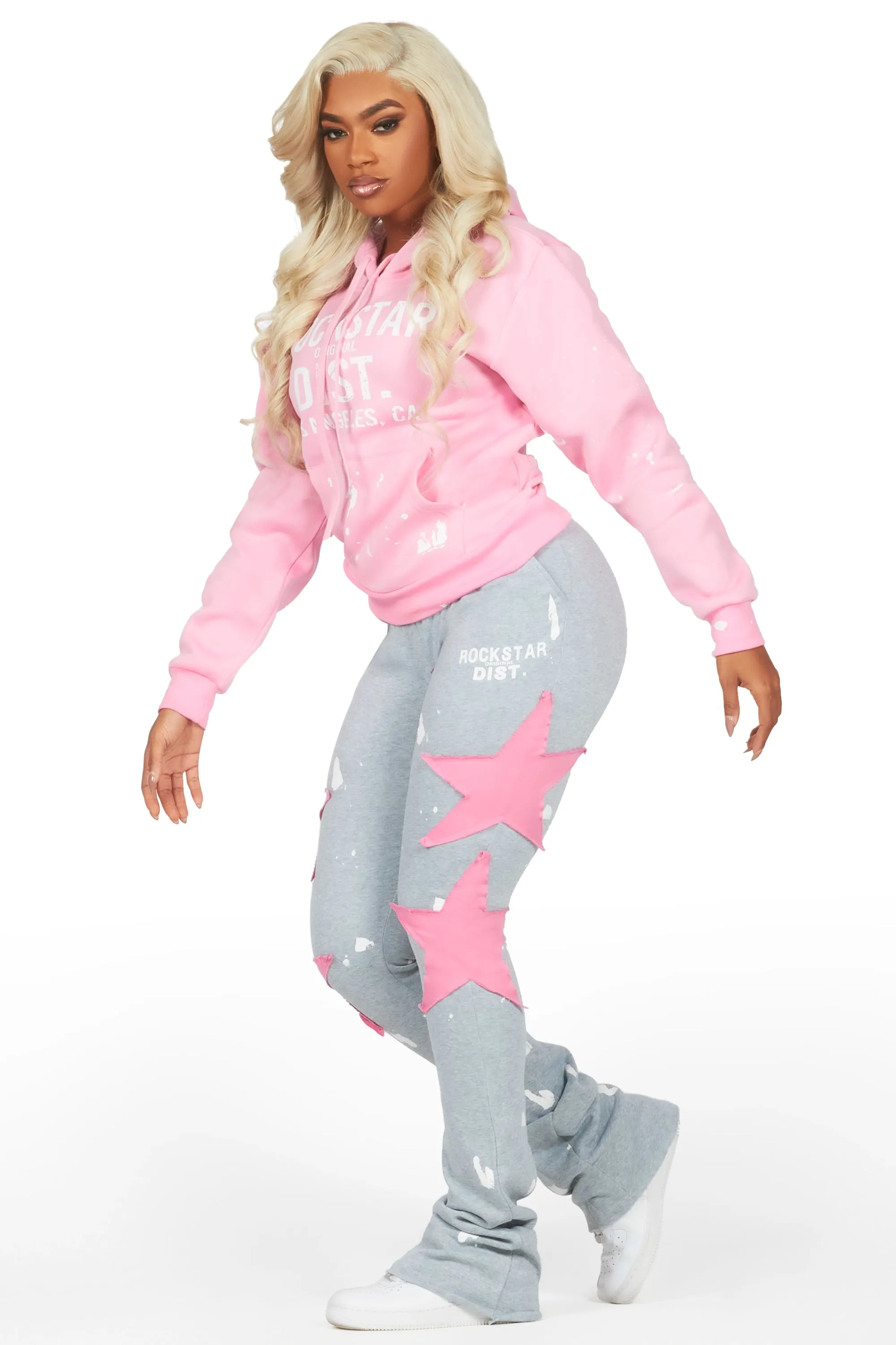 Jaden Pink/Heather Grey Super Stacked Trackset sold by Rockstar Original product image thumbnail 3