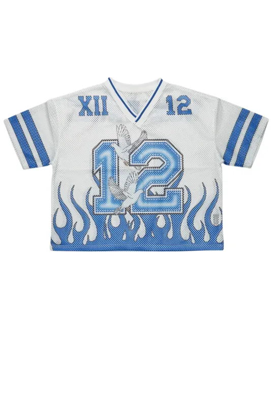 Lukas Royal Blue Oversize Graphic Mesh Jersey sold by Rockstar Original