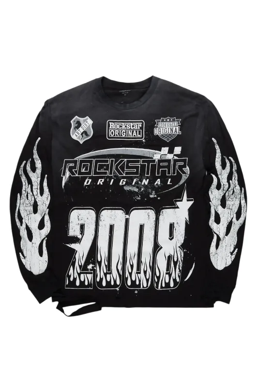 Amos Black/White Long Sleeve Graphic T-Shirt sold by Rockstar Original