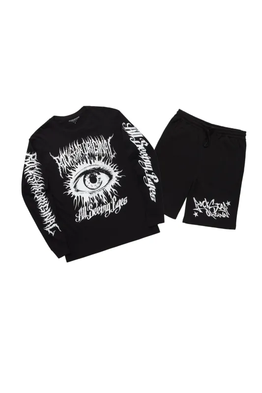 Mirelys Black Long Sleeve T-Shirt Short Set sold by Rockstar Original