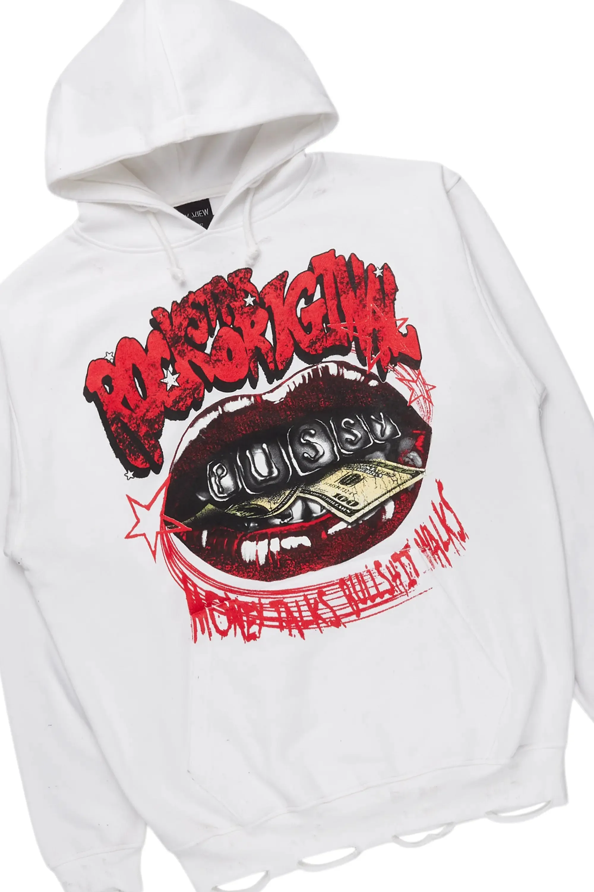 Bloke White/Blue Hoodie/Stacked Flare Jean Bundle sold by Rockstar Original product image thumbnail 2