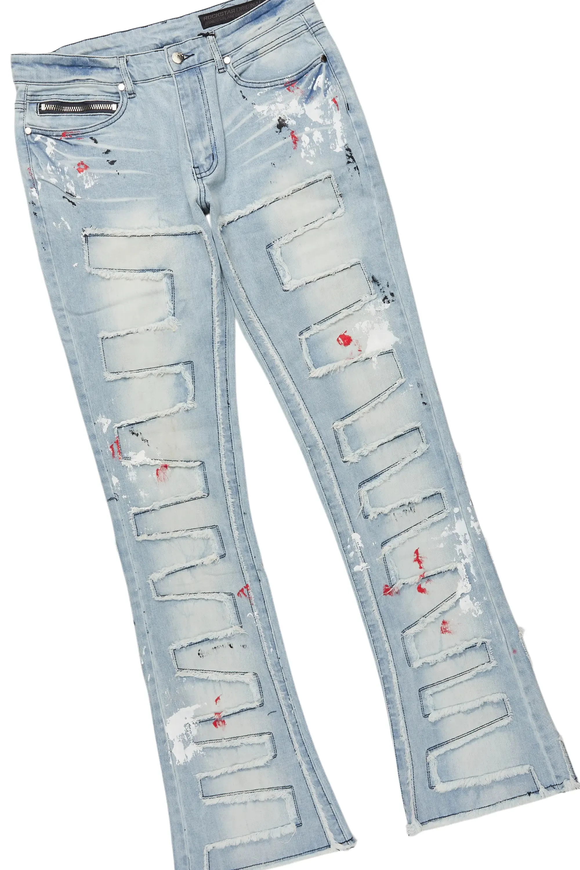 Bloke White/Blue Hoodie/Stacked Flare Jean Bundle sold by Rockstar Original product image thumbnail 3