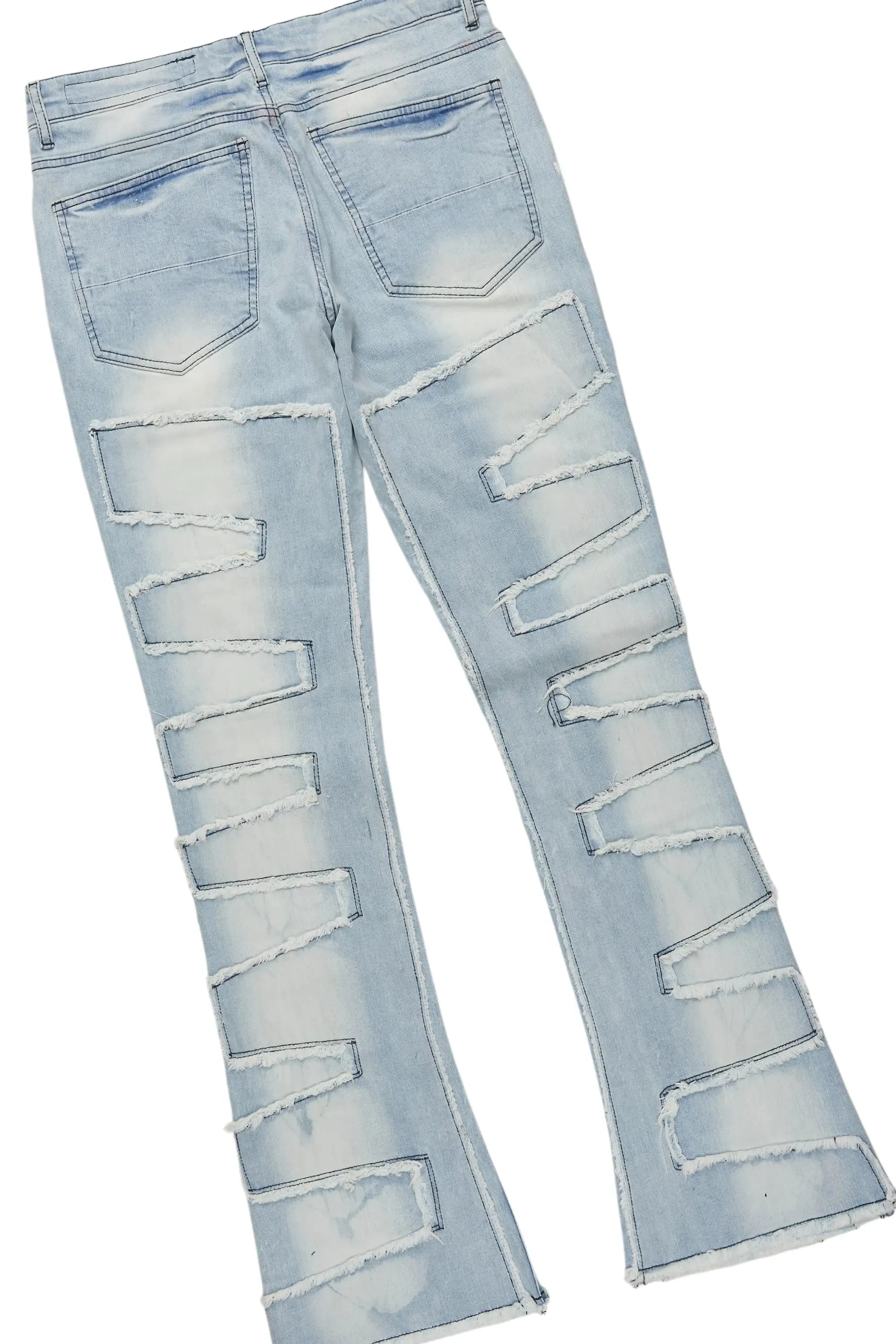 Bloke White/Blue Hoodie/Stacked Flare Jean Bundle sold by Rockstar Original product image thumbnail 4