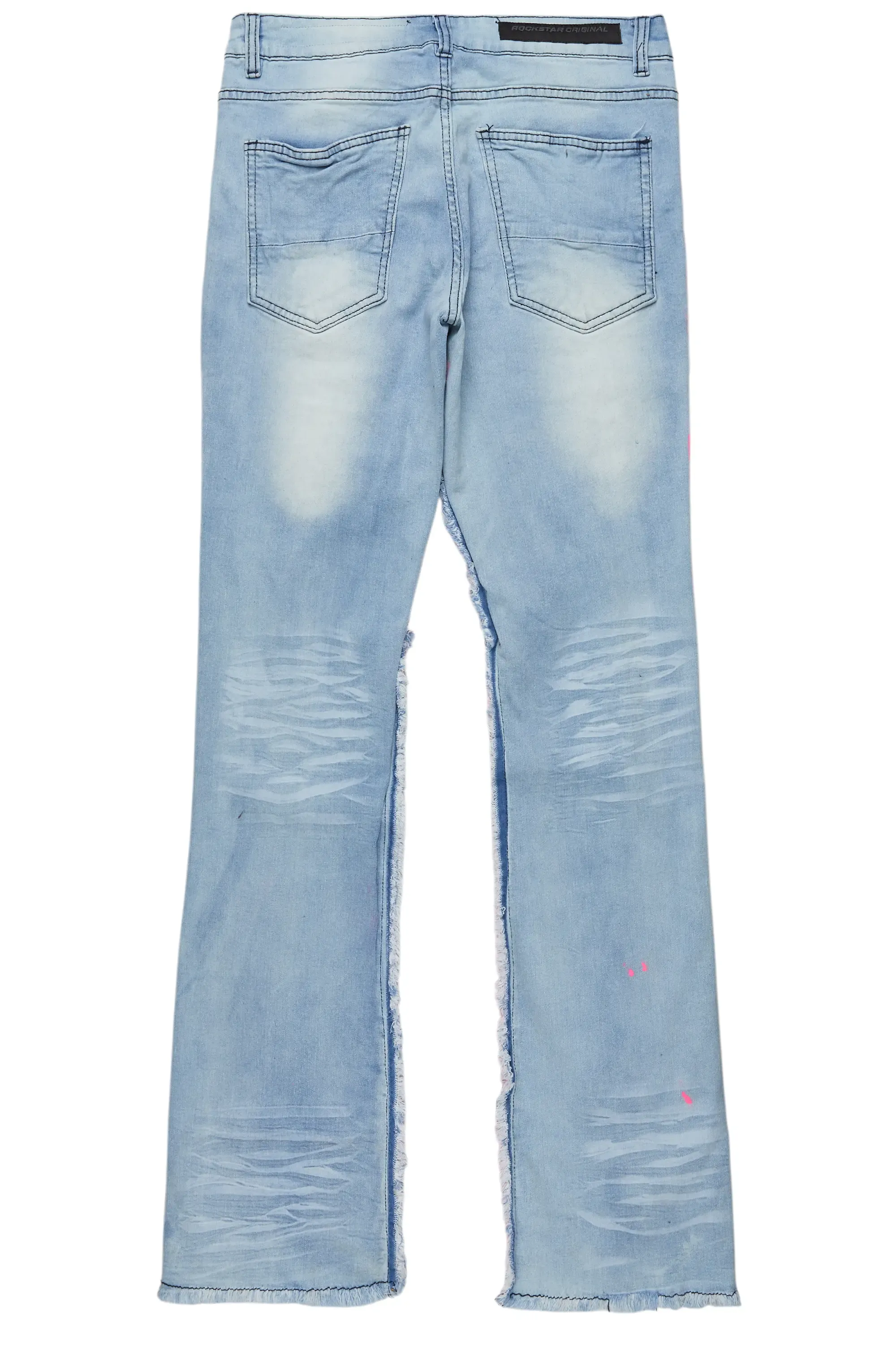 Helki Blue/Pink Roller Paint Stacked Flare Jean sold by Rockstar Original product image thumbnail 3