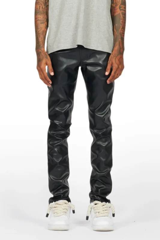 Ricky Black Slim Fit Faux Leather Pant sold by Rockstar Original