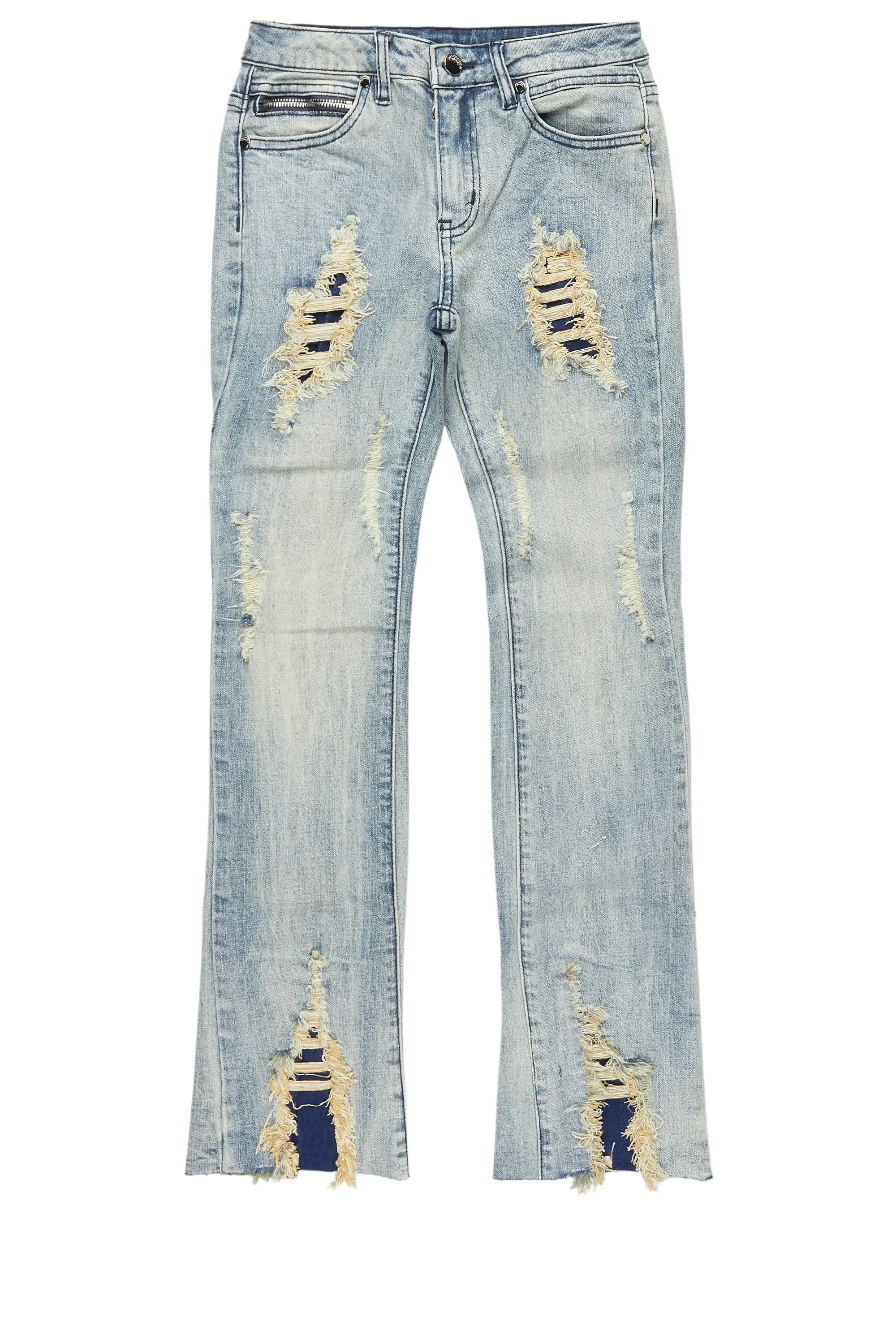Boys Fateh Light Blue Stacked Flare Jean sold by Rockstar Original