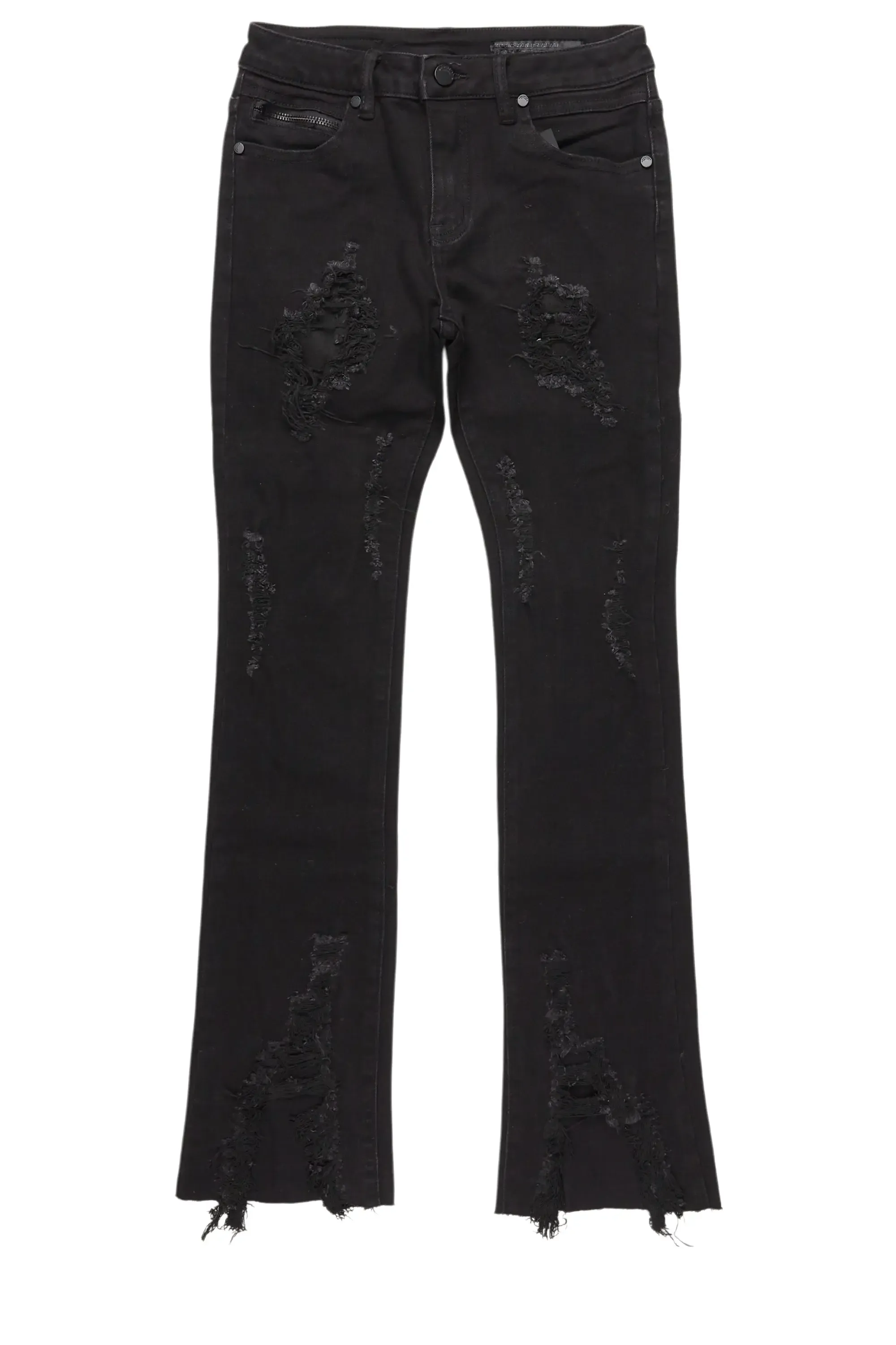 Boys Fateh Jet Black Stacked Flare Jean sold by Rockstar Original