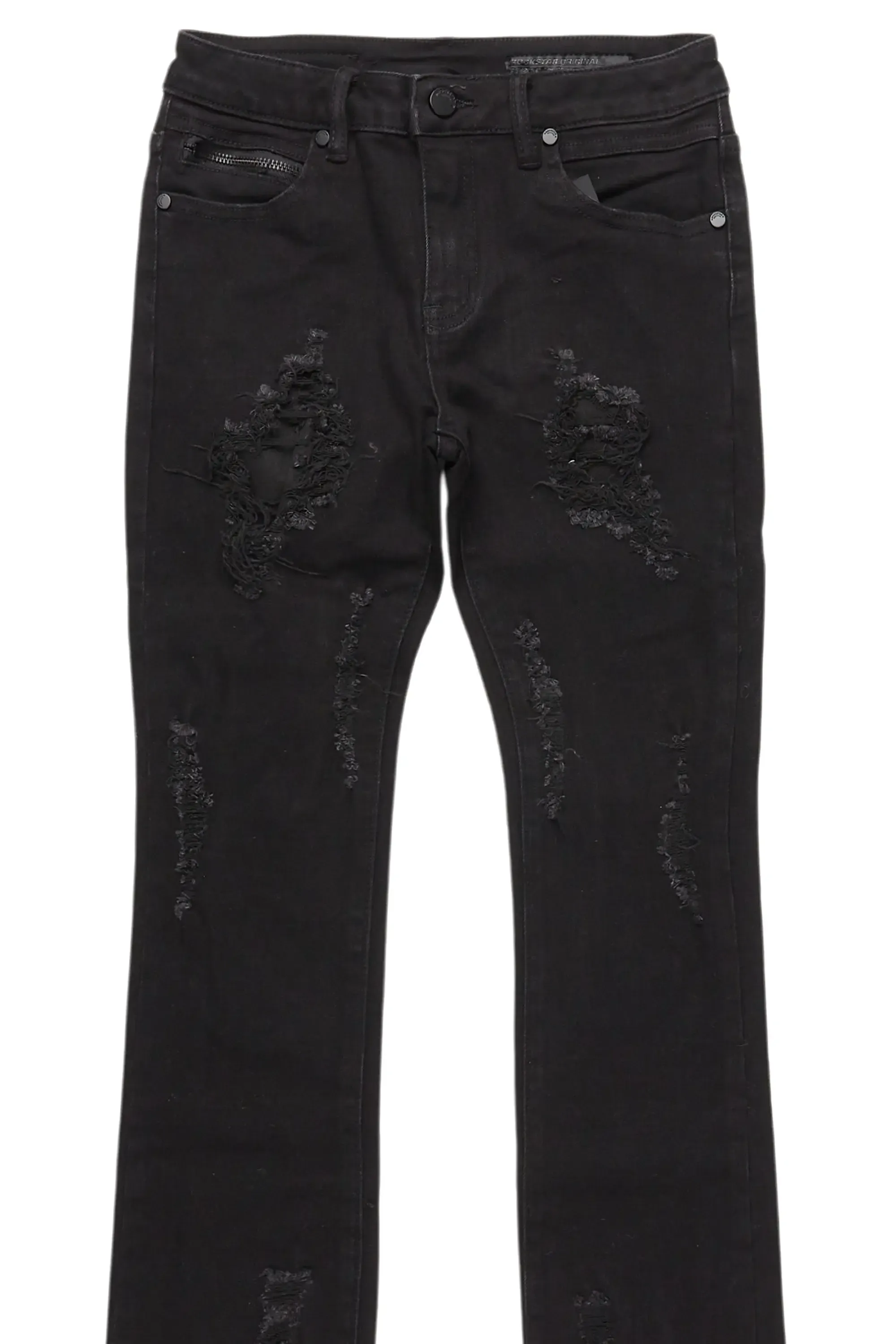 Boys Fateh Jet Black Stacked Flare Jean sold by Rockstar Original product image thumbnail 2
