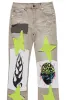 Boys Edgar Grey/Yellow Patchwork Stacked Flare Jean sold by Rockstar Original
