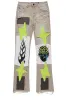 Boys Edgar Grey/Yellow Patchwork Stacked Flare Jean sold by Rockstar Original