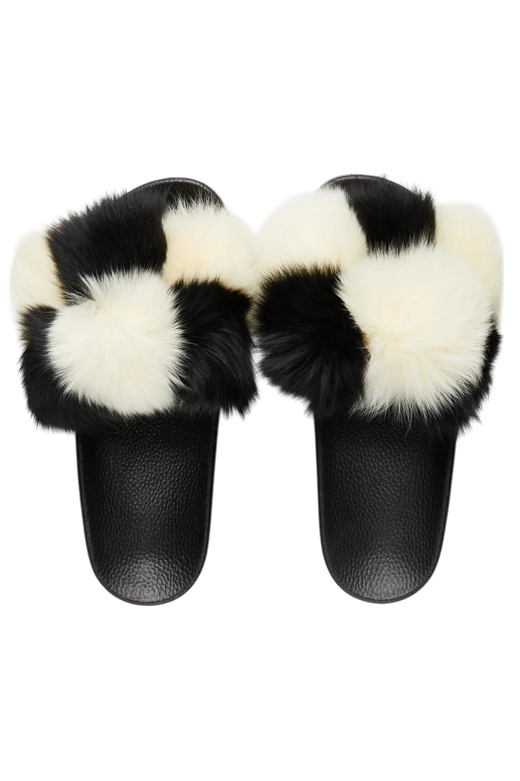 Avisa White/Black Fur Slides sold by Rockstar Original