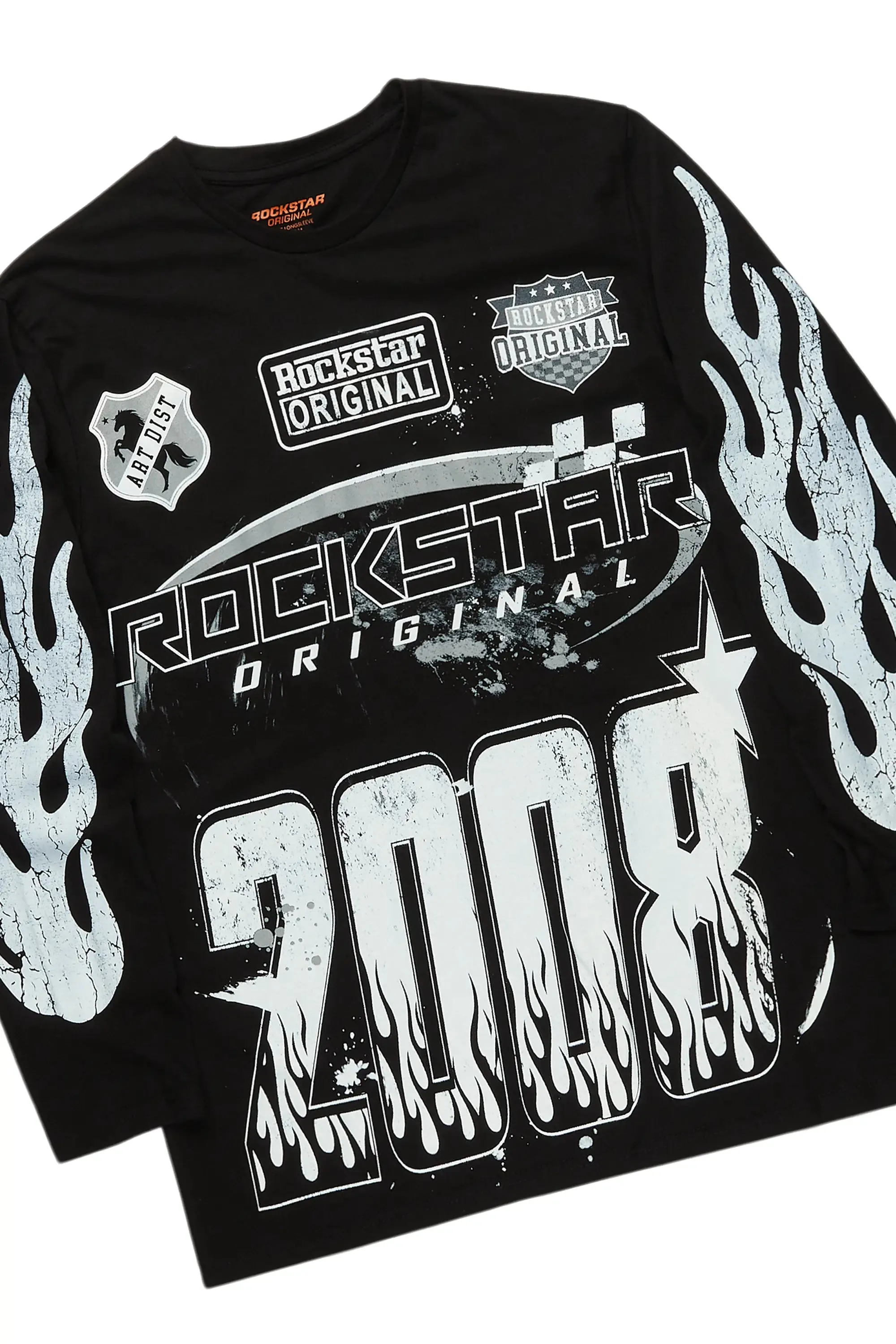 Amos Black/White Long Sleeve T-Shirt/Stacked Baggy Pant Set sold by Rockstar Original product image thumbnail 2