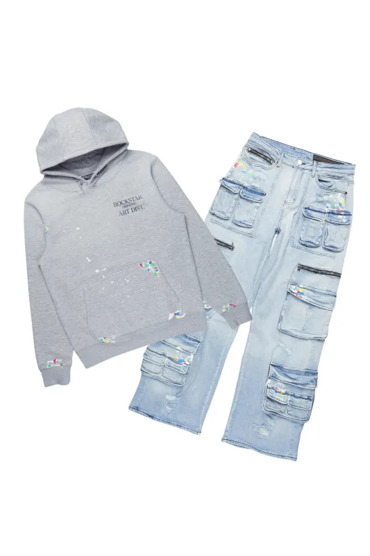 Art Dist Grey/Blue Hoodie/Baggy Fit Jean Bundle sold by Rockstar Original