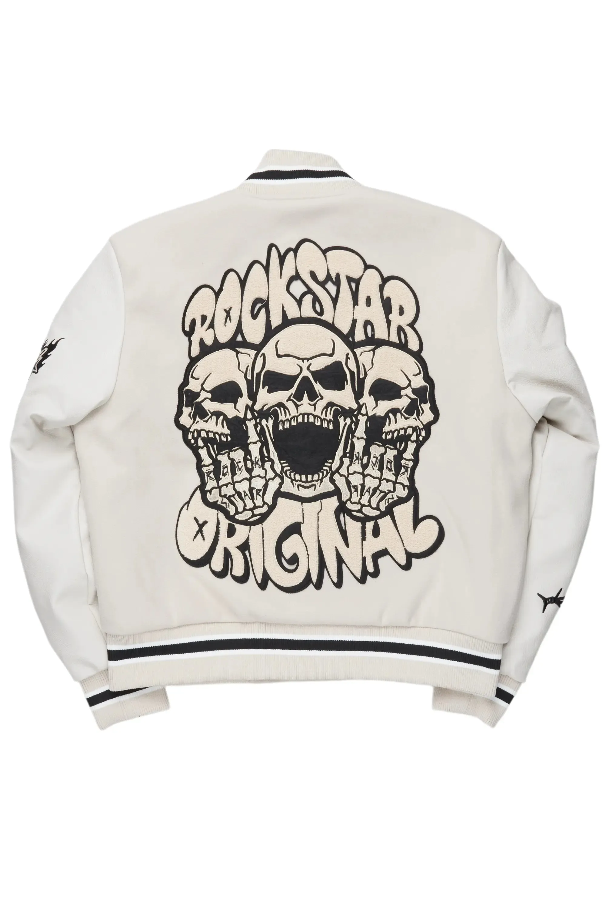 Vielsa Beige Oversized Varsity Jacket sold by Rockstar Original product image thumbnail 4