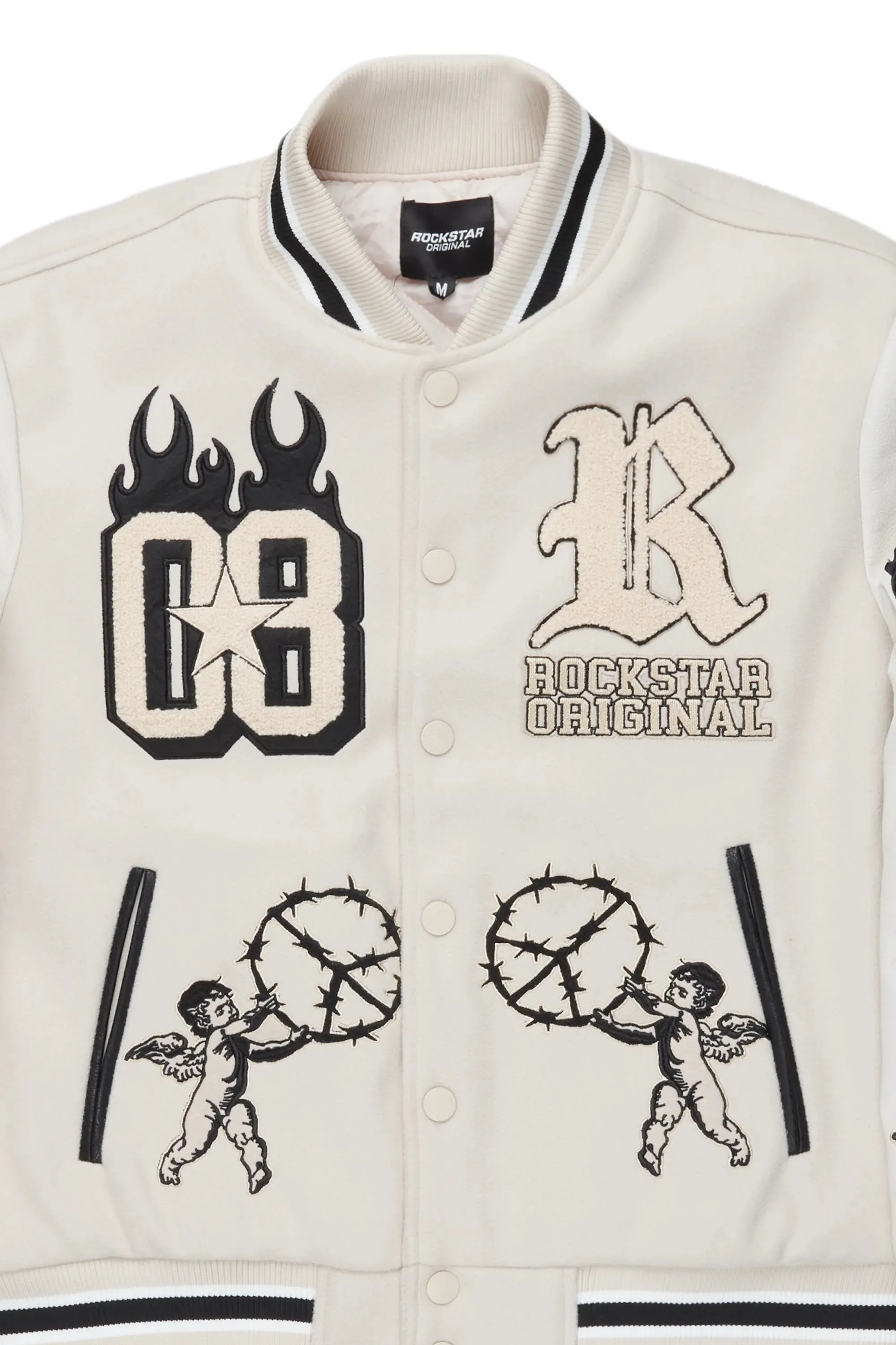 Vielsa Beige Oversized Varsity Jacket sold by Rockstar Original product image thumbnail 3