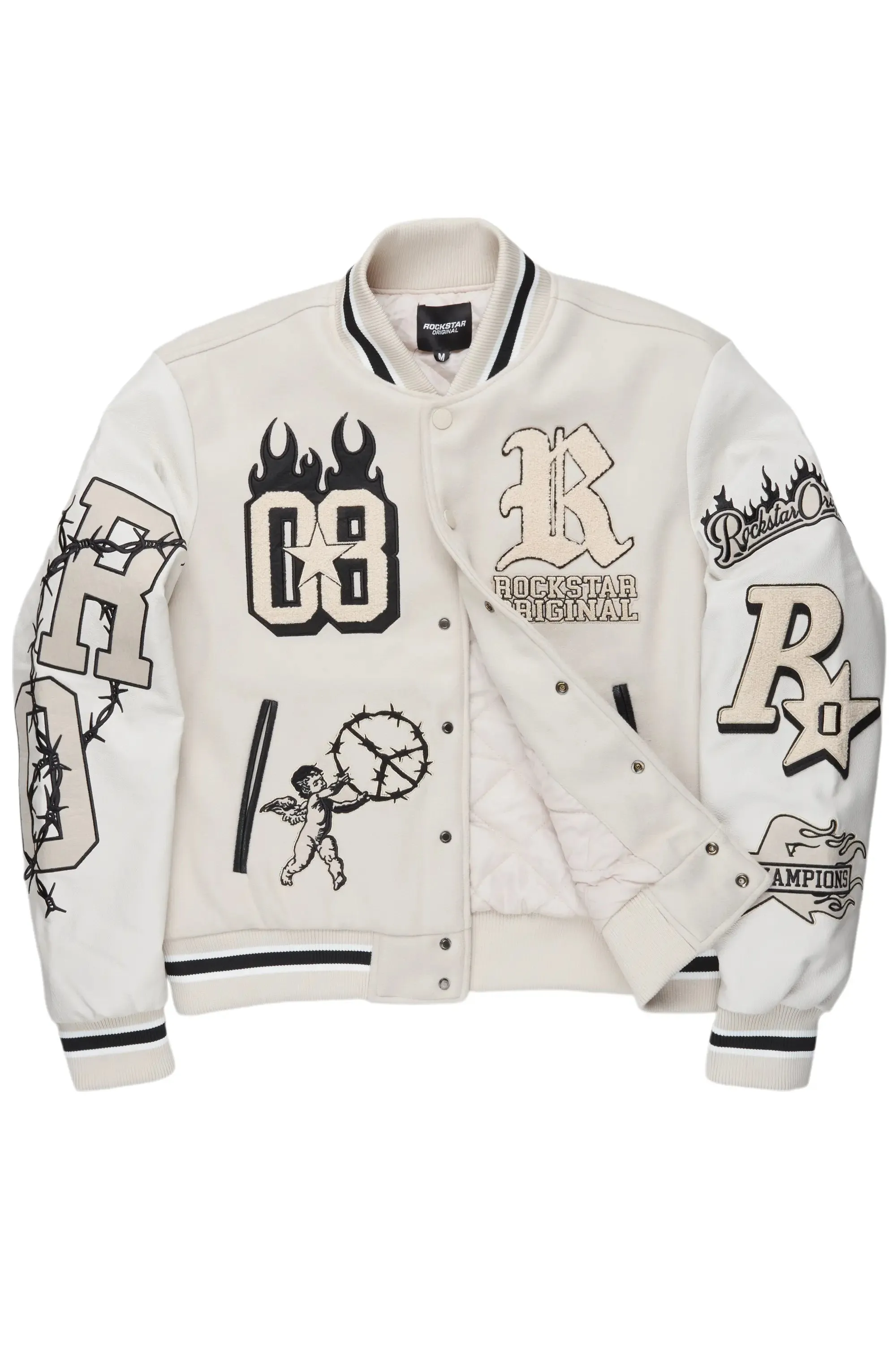Vielsa Beige Oversized Varsity Jacket sold by Rockstar Original product image thumbnail 2