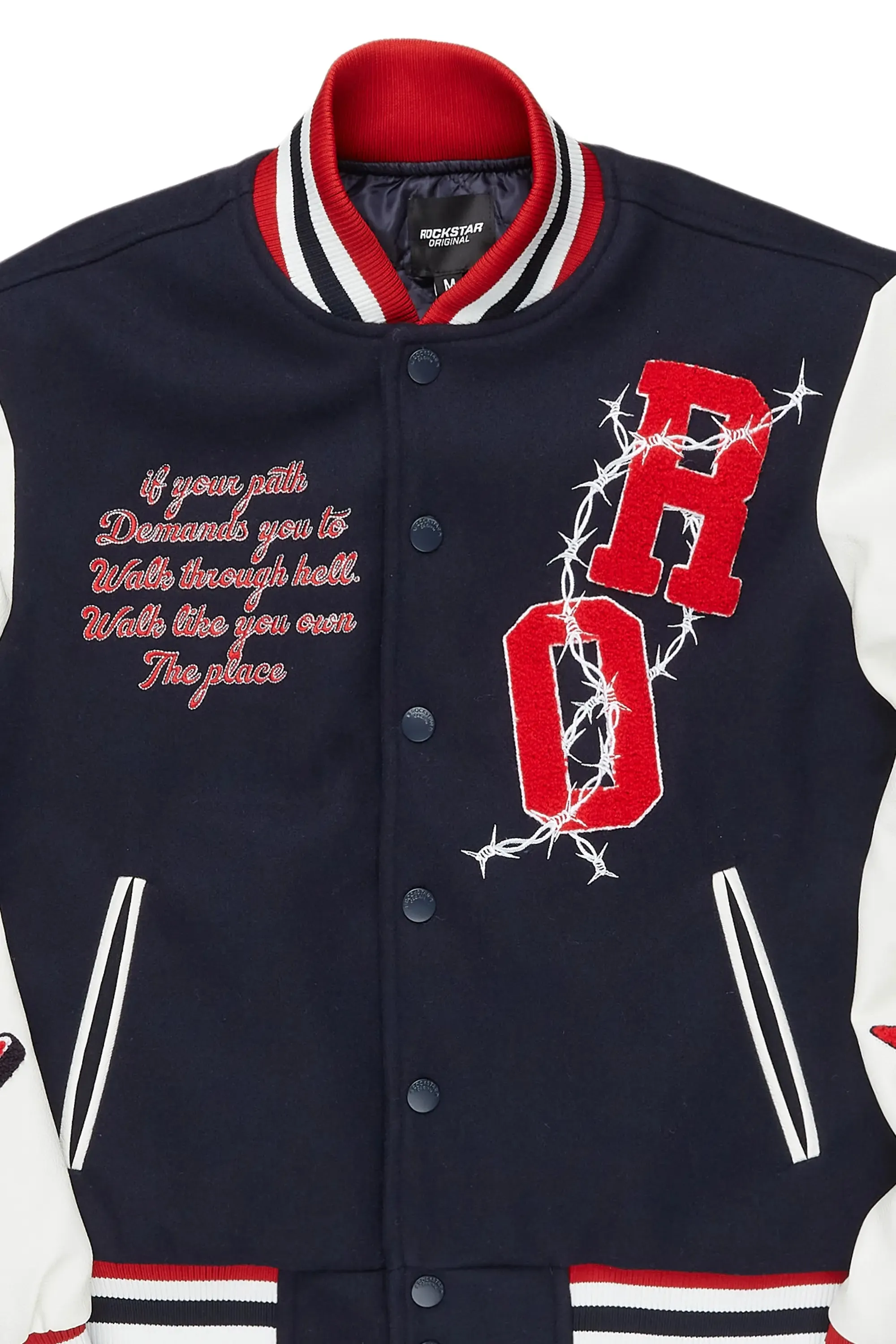 Sherniqua Navy Oversized Varsity Jacket sold by Rockstar Original product image thumbnail 3