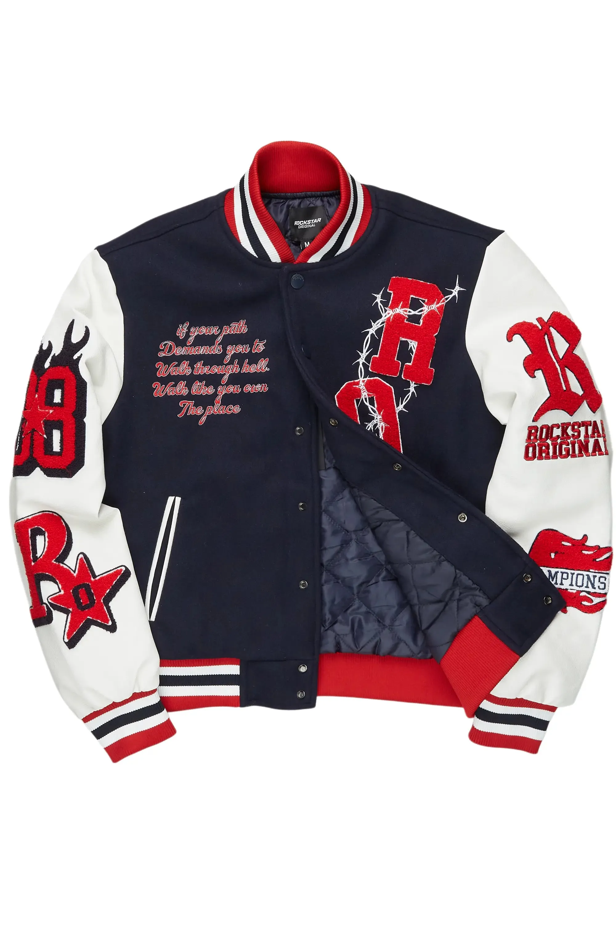 Sherniqua Navy Oversized Varsity Jacket sold by Rockstar Original product image thumbnail 2